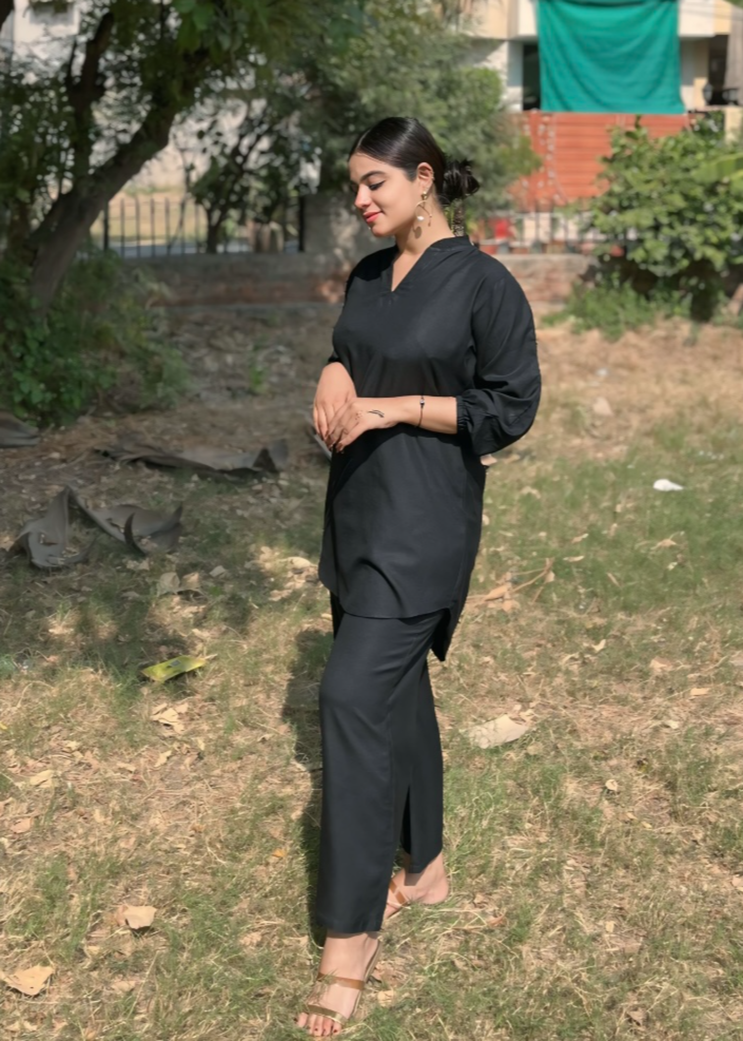 Preetpret Amel Black Solid Women 2pcs