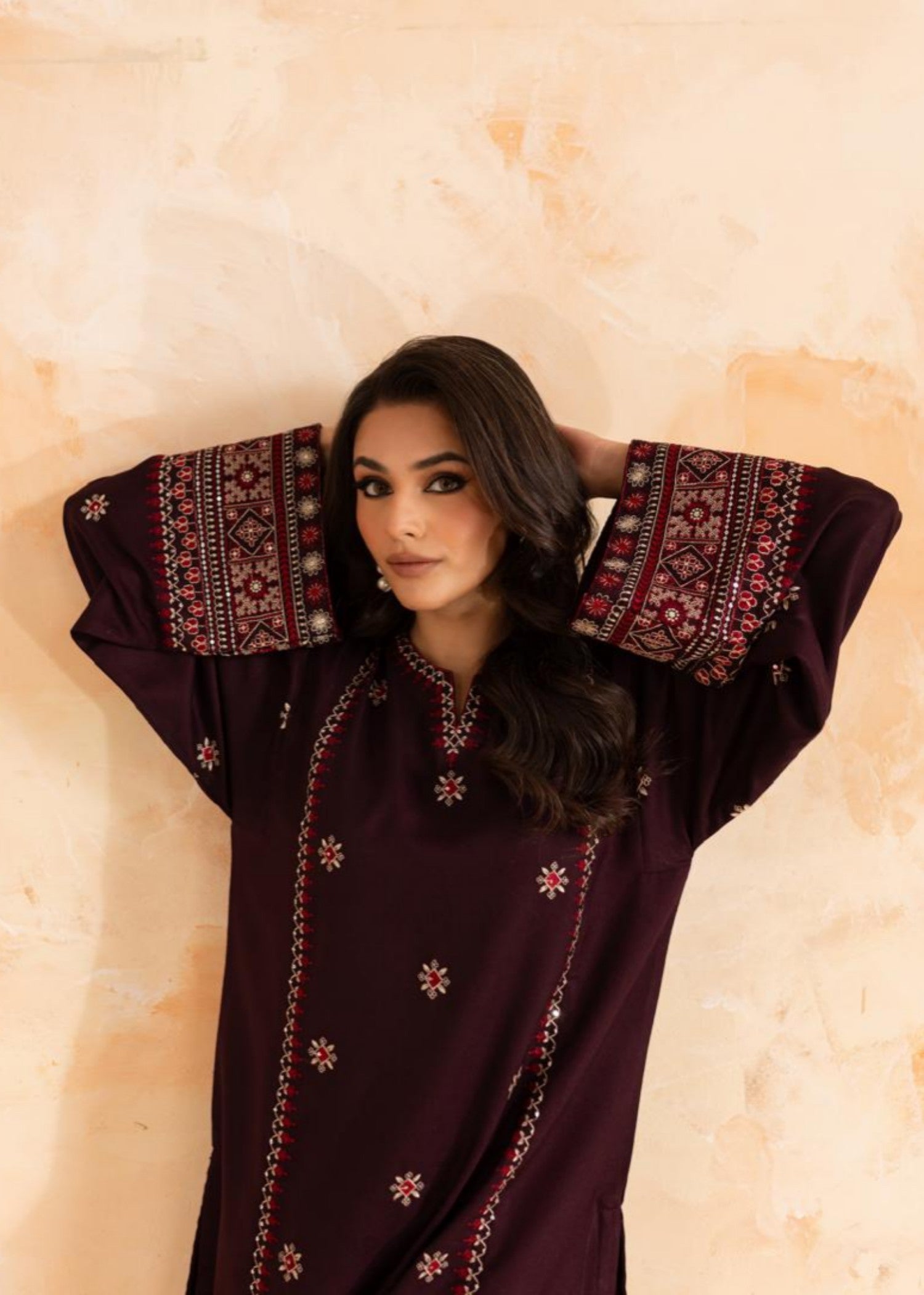 Afsarah Ruby Luxury Embroidered Stitched Dress Women 2pcs