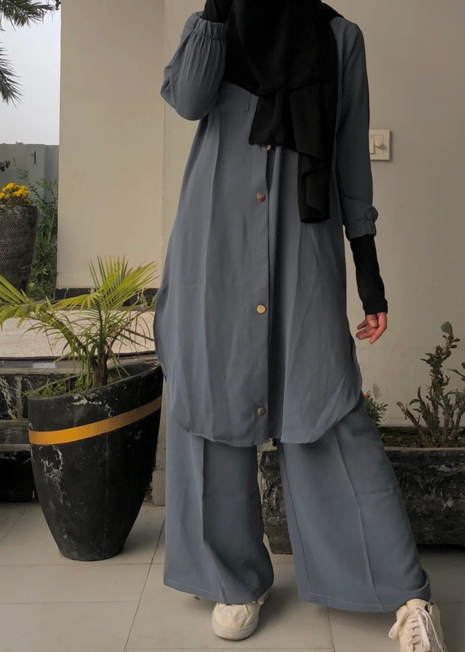 Al Rubab Collection Pocket Style Co Ord Set Mid Grey Women 2pcs