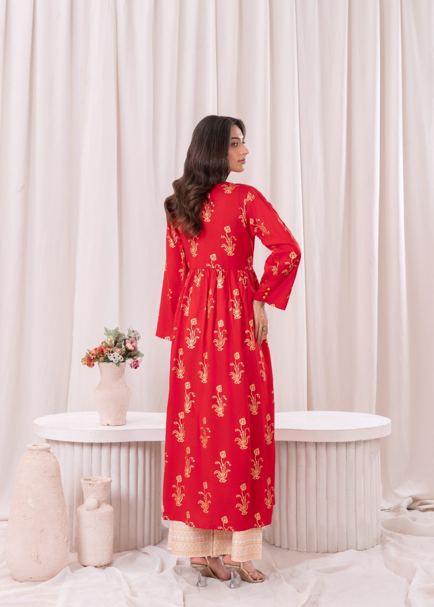 Laal Kurti Maxi Set D112 Women 2pcs