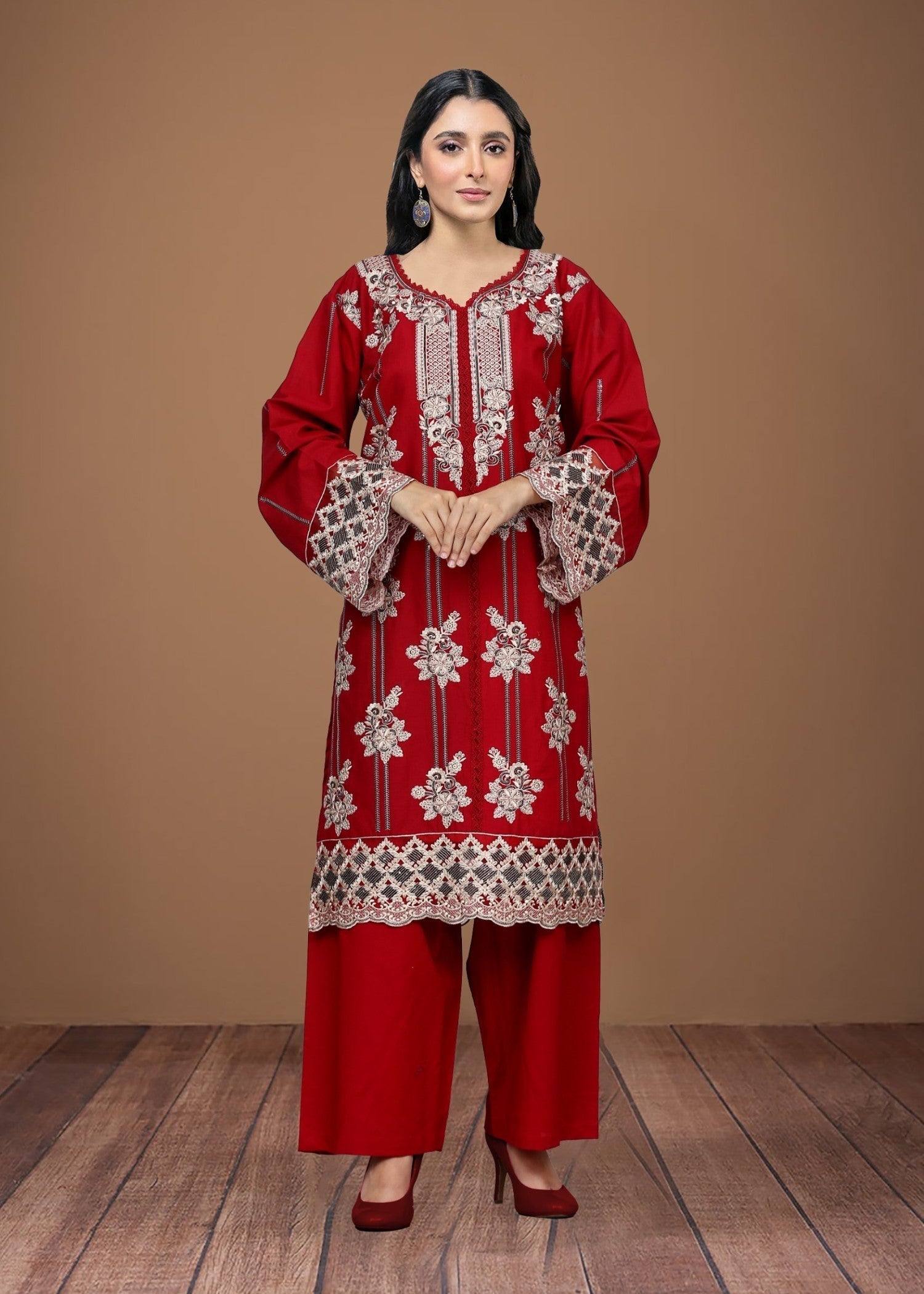 Esha Sehgal Studio Women Formal Dresses Blood red Vol1 Code021 Women 2pcs