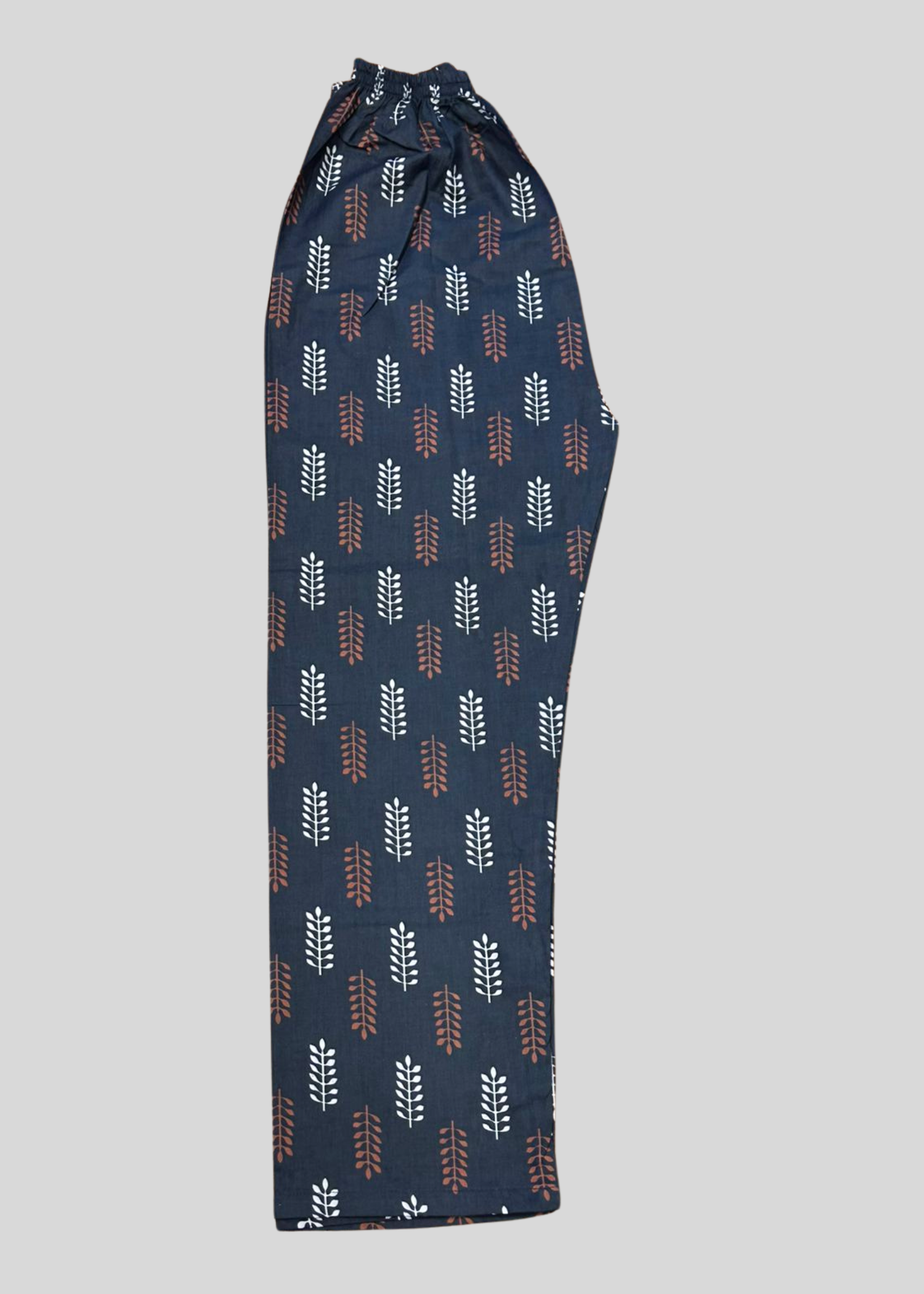 Salimas Women’s Stitched Lawn Suit – Navy Blue with White & Rust Leaf Print (Spring Collection) Women 2pcs