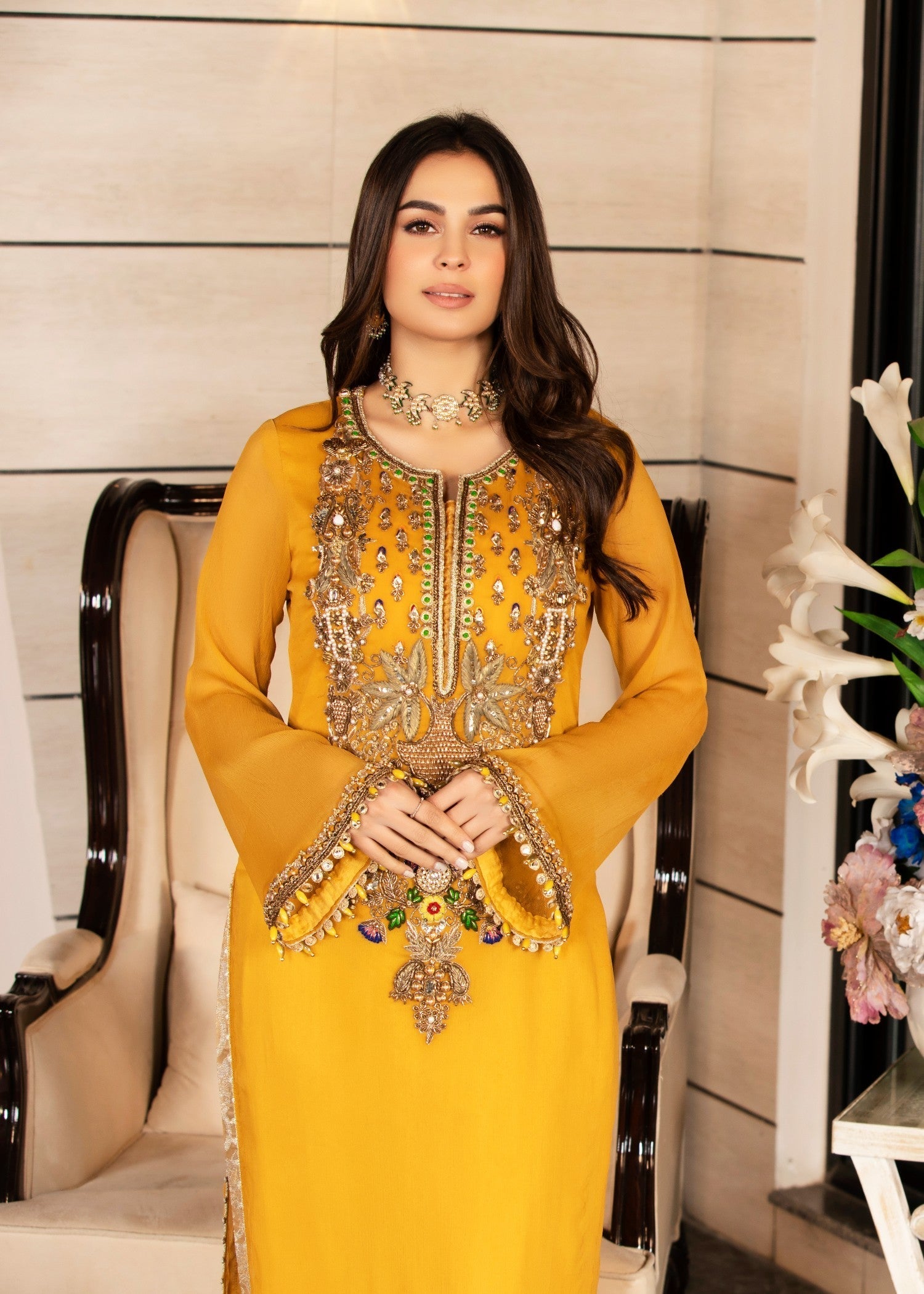 Khuda Baksh Creations Z 292 Mustard Women 4pcs