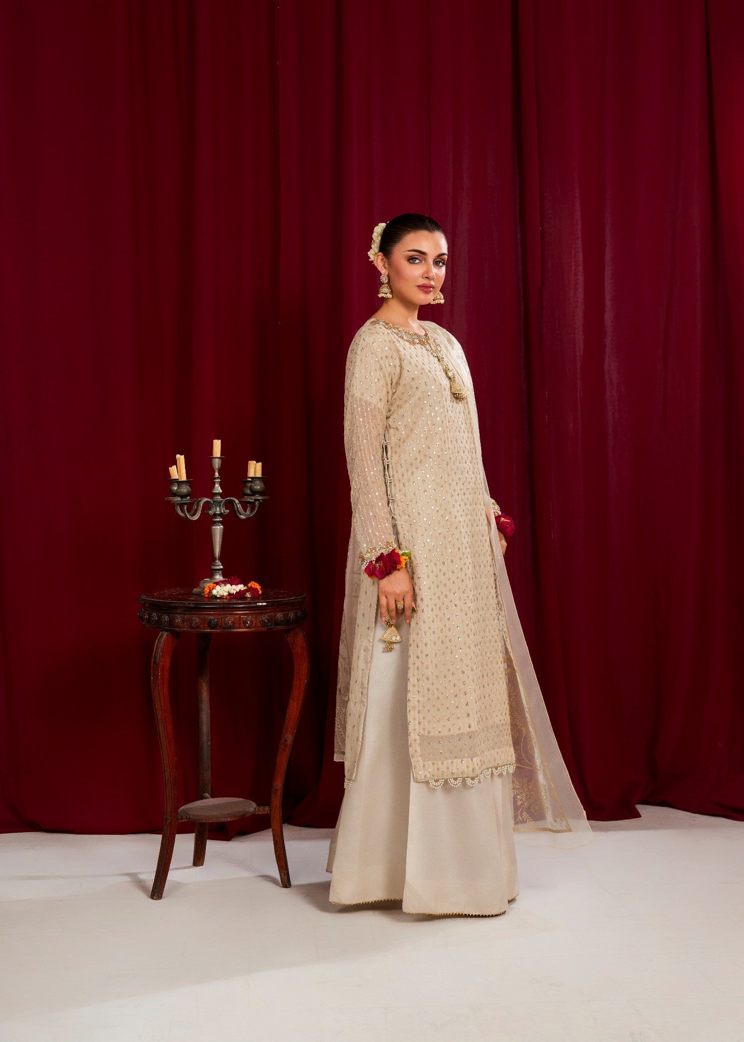 Maira Fashion Off White plazo set Women 4pcs