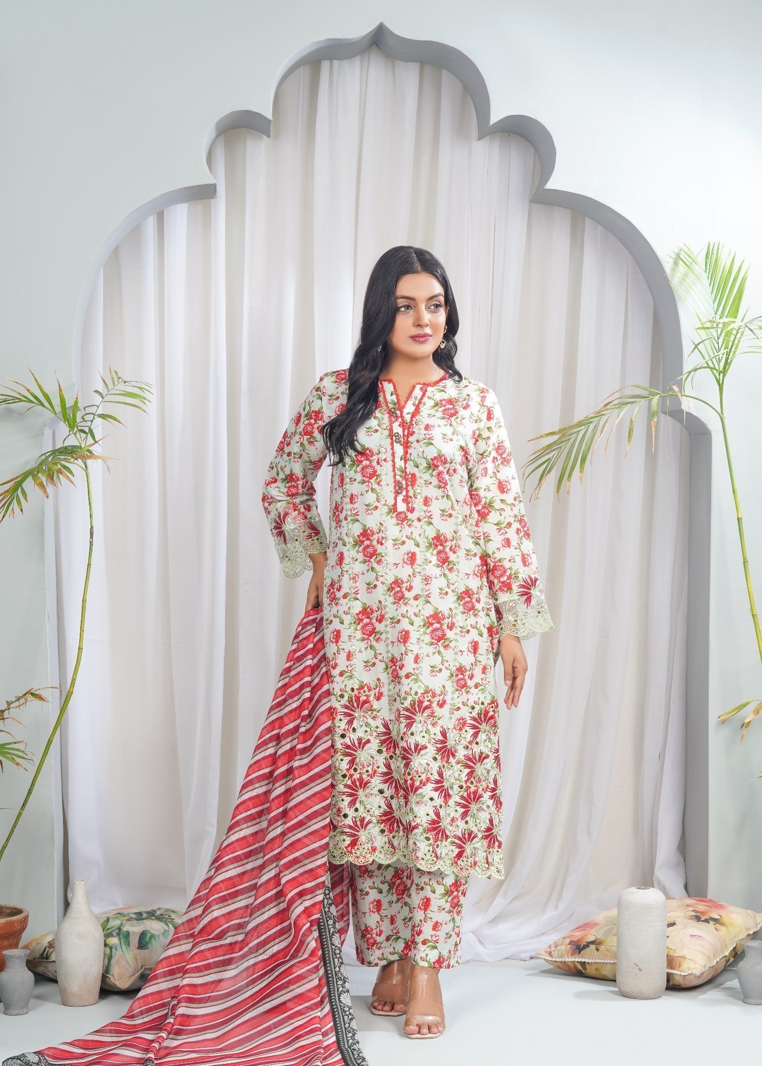 Dareechay Pistachio Green Print Suite FOP39 Women 3pcs