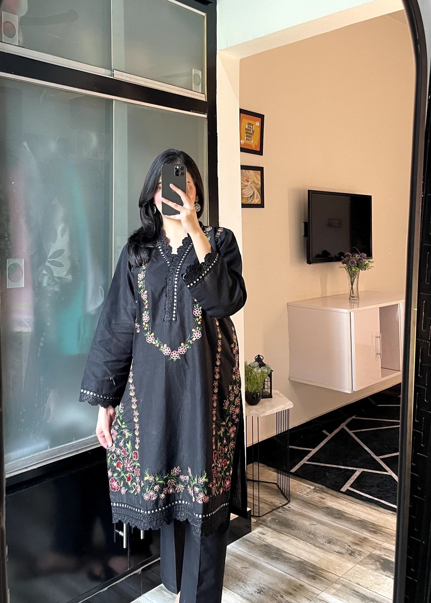 Tehzeeb Libas GULNAZ BLACK EMBROIDERED Women 2pcs