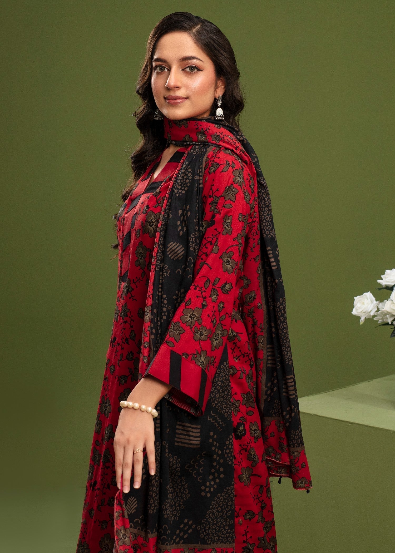 Ayeza Collection Red Kurta Set D#6 Women 3pcs