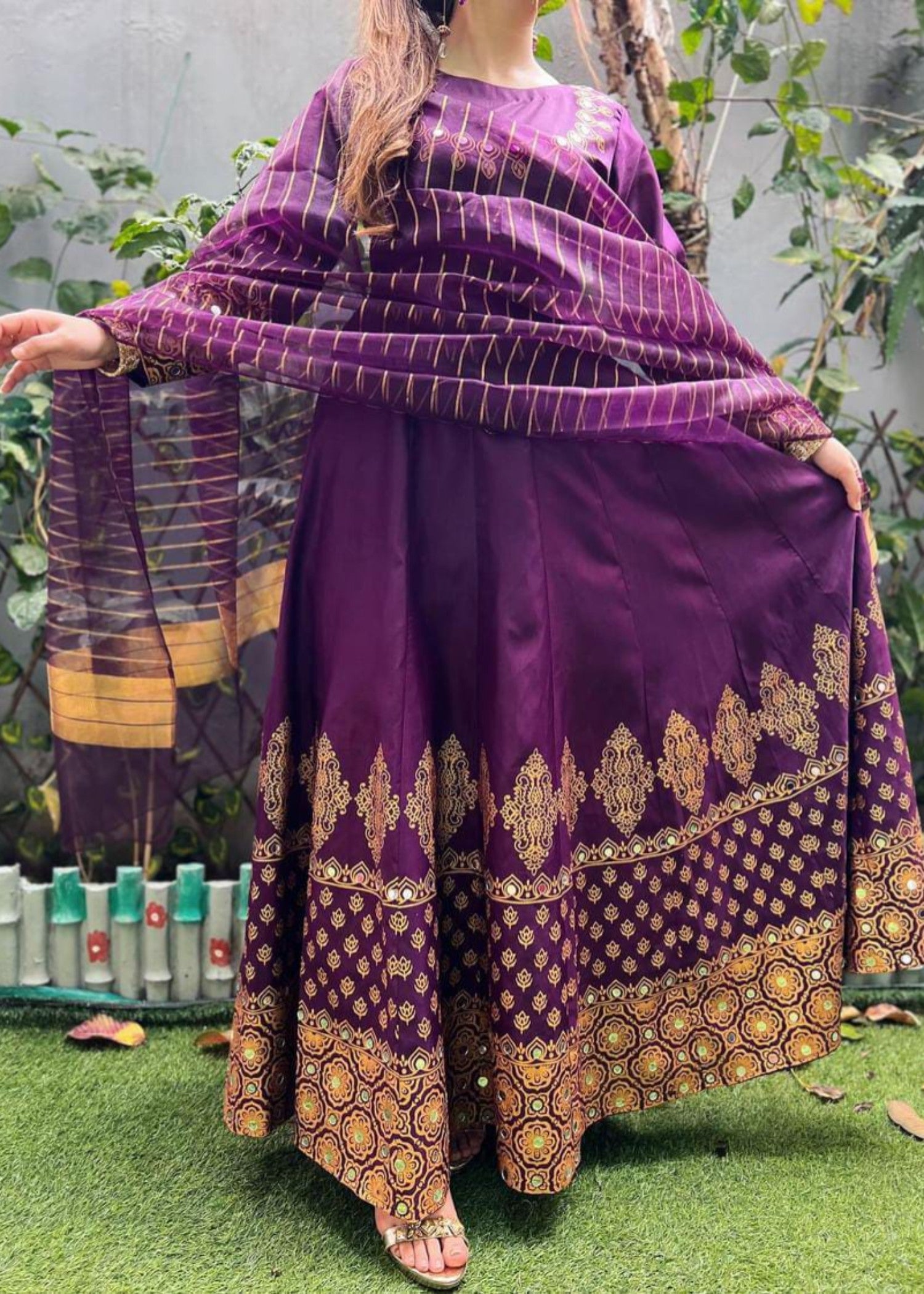 1 Virsapret purple in anar kali Women 3pcs