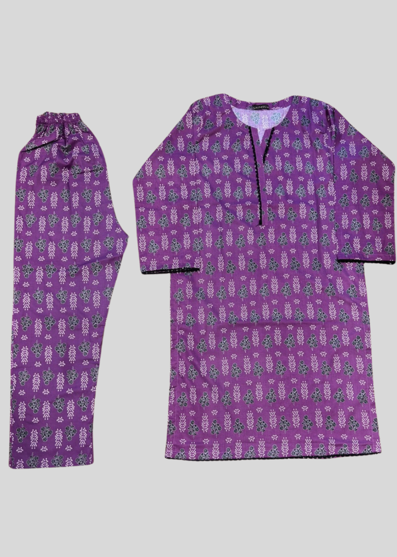 Salimas Stitched Lawn Suit – Purple Floral Spring Wear Women 2pcs