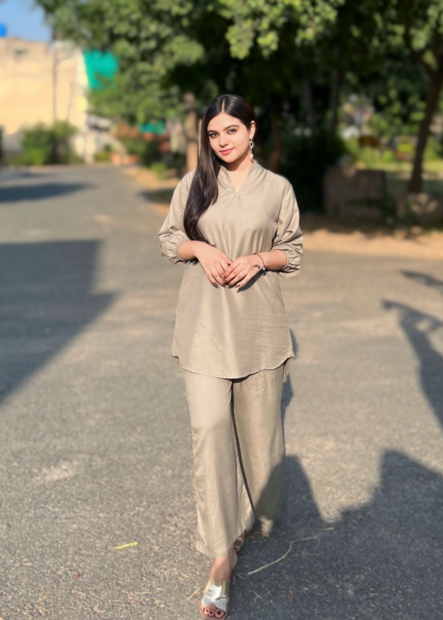 Preetpret Amel Pestal Grey Solid Women 2pcs