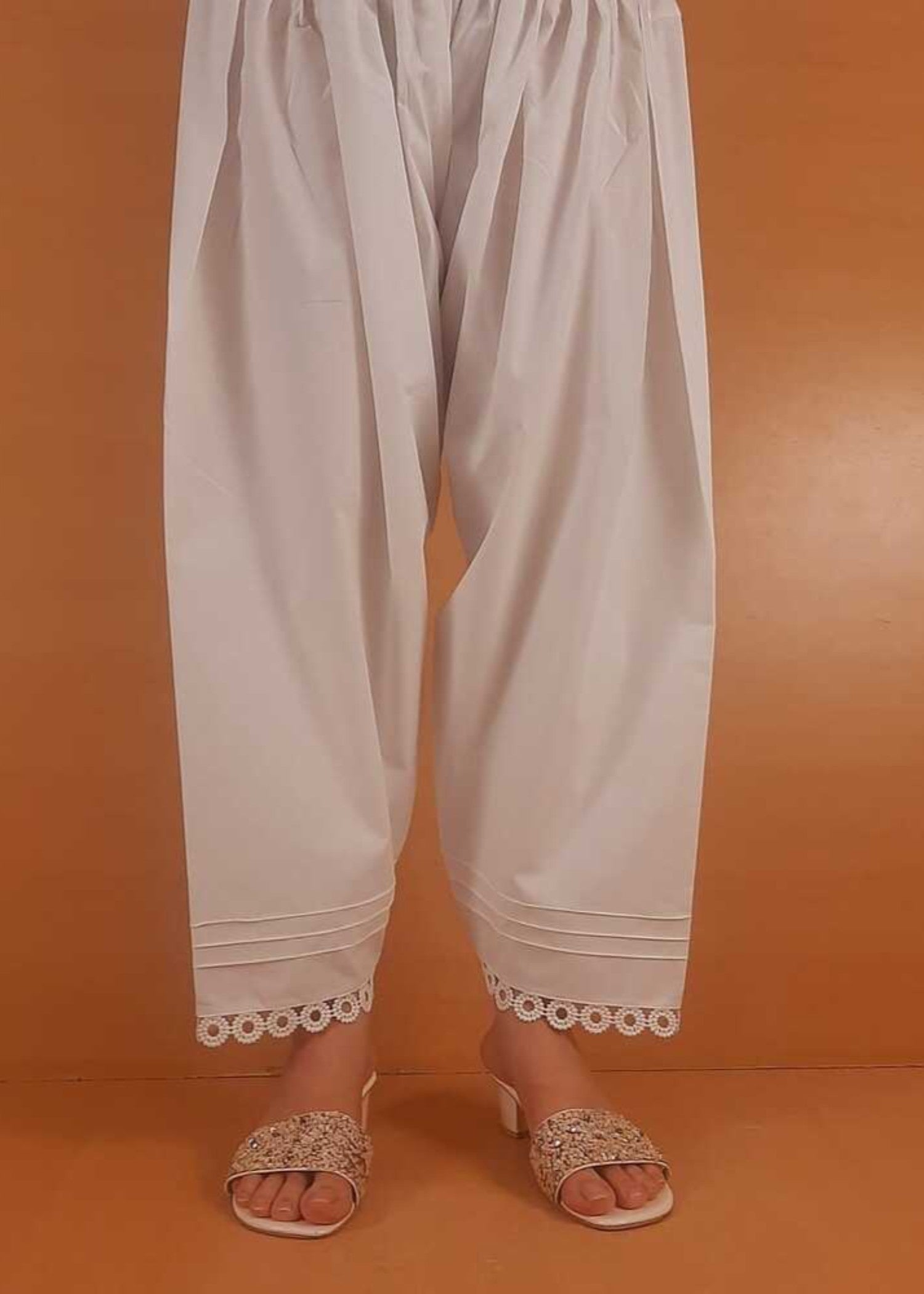 Zardi Laces Embellished Shalwar White ZSL05 Women 1pcs