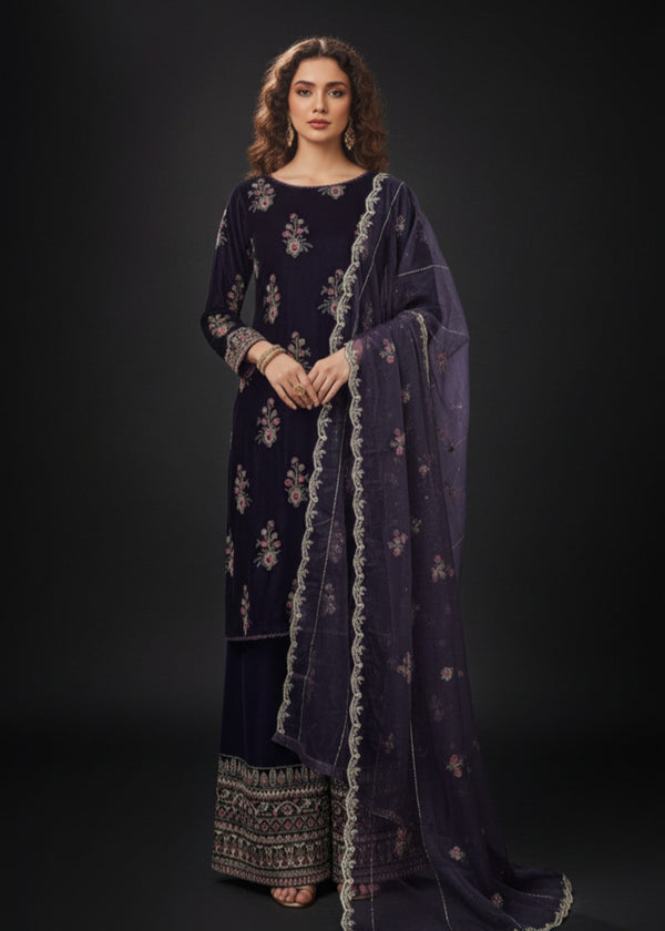 Pehnawa By Bin Akram’s Purple Regalia | Velvet Women 3pcs