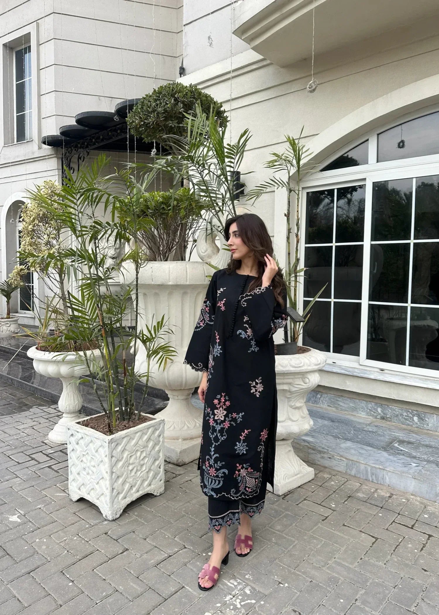 Sabahaats "Noir Flora | Black Luxury Embroidered " Women 2pcs