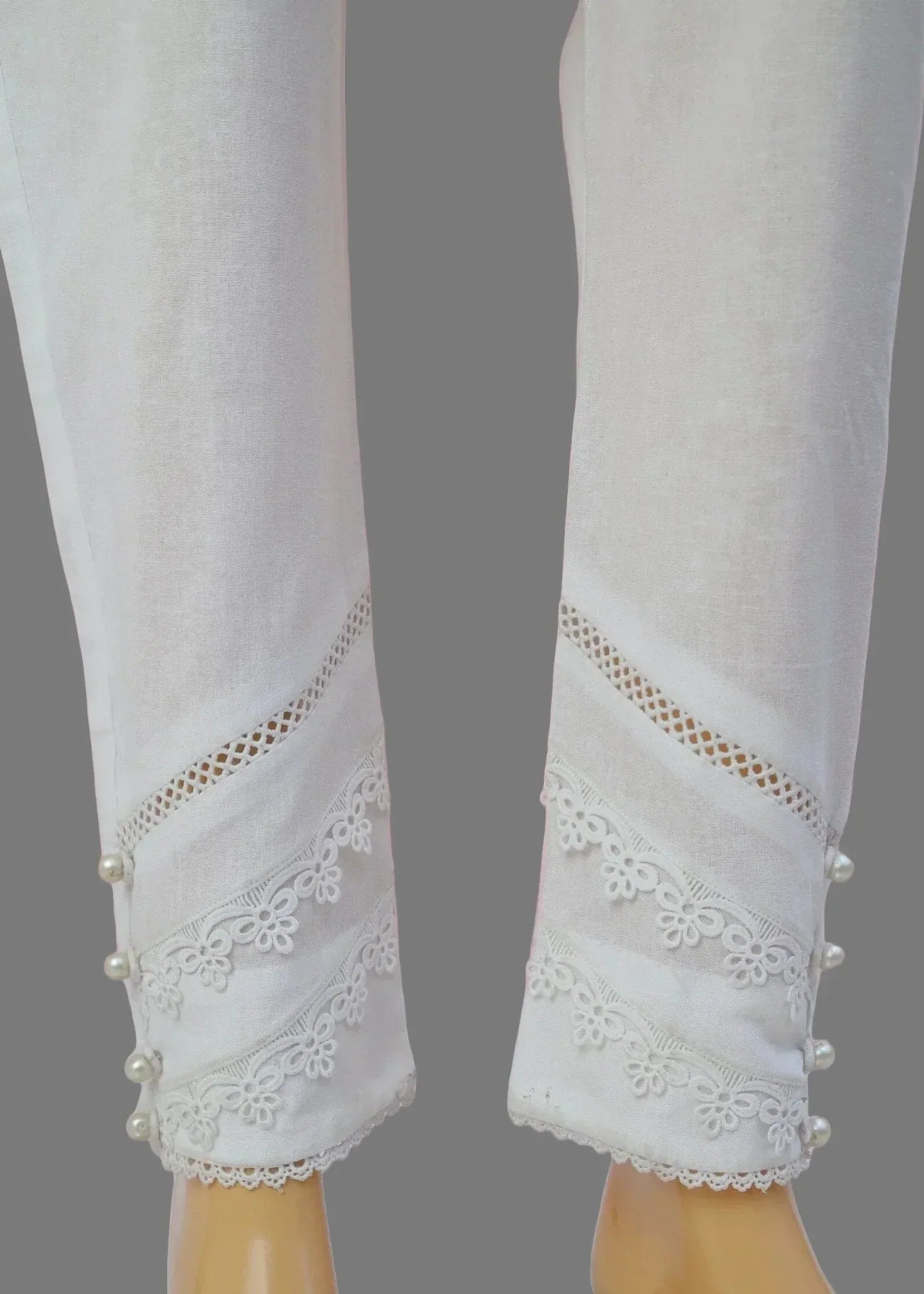 Urban Cut Stitched Trouser with modern three lace 100% Cotton Pre Shrinked Women 1pcs