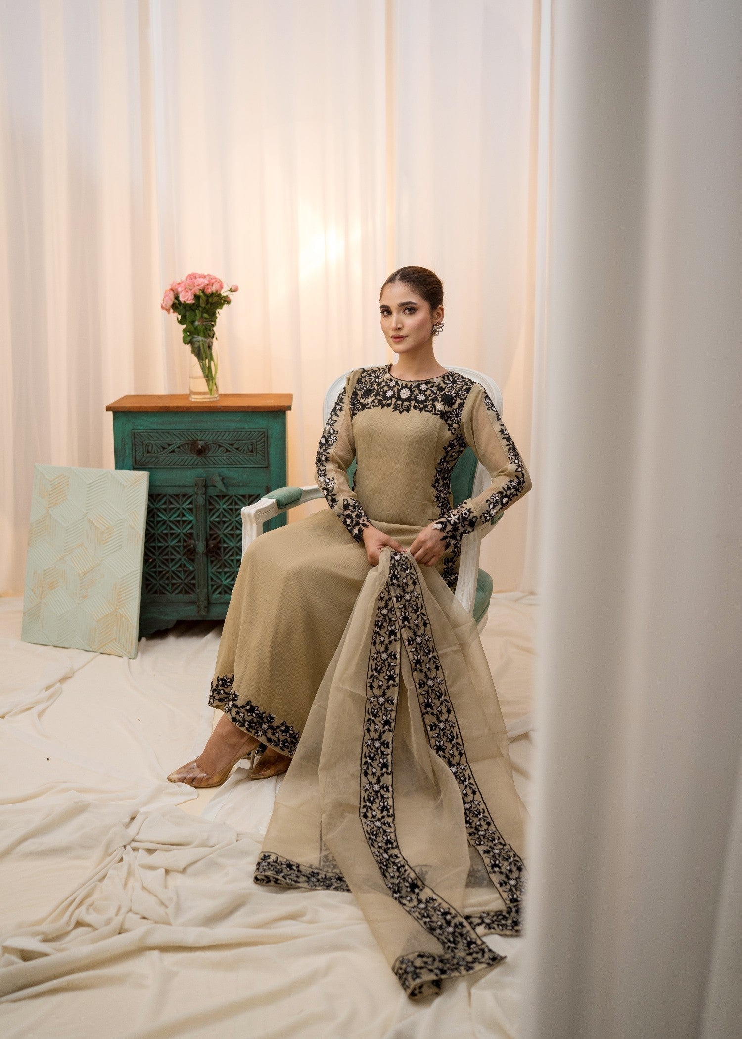 Alyssa BEIGE TAIL SUIT ALL303 Women 3pcs