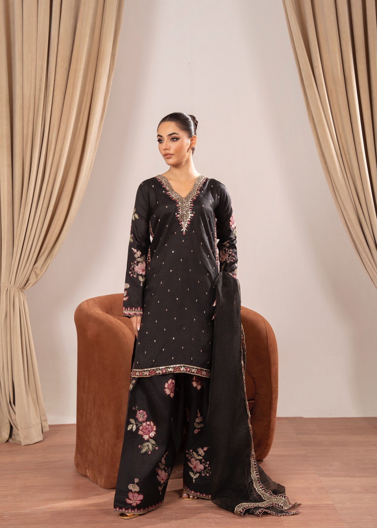 Maira Fashion Black Kurta Set Women 3pcs