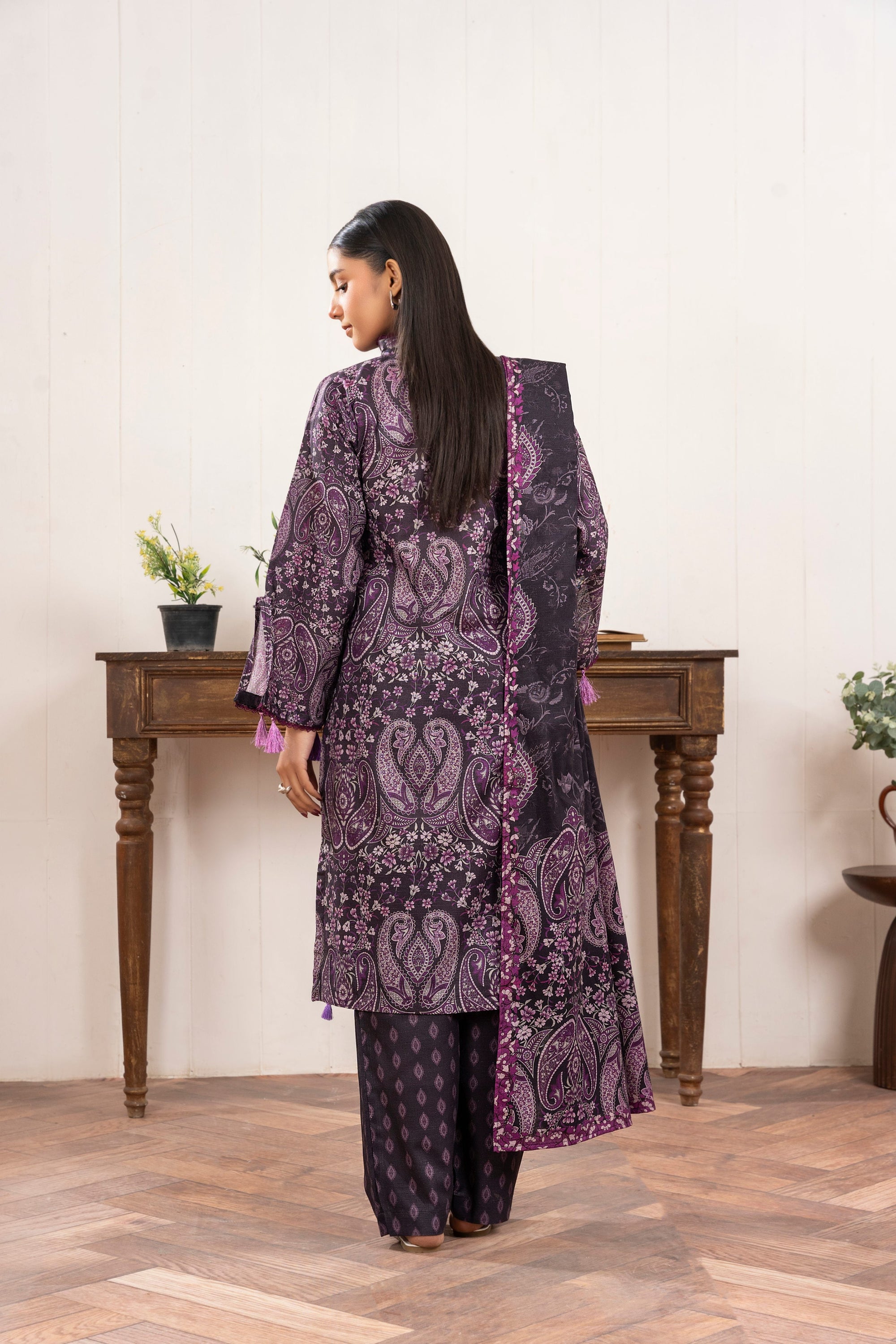 Wearalayah Women Daily Wear Plum Unstitched Women 3pcs