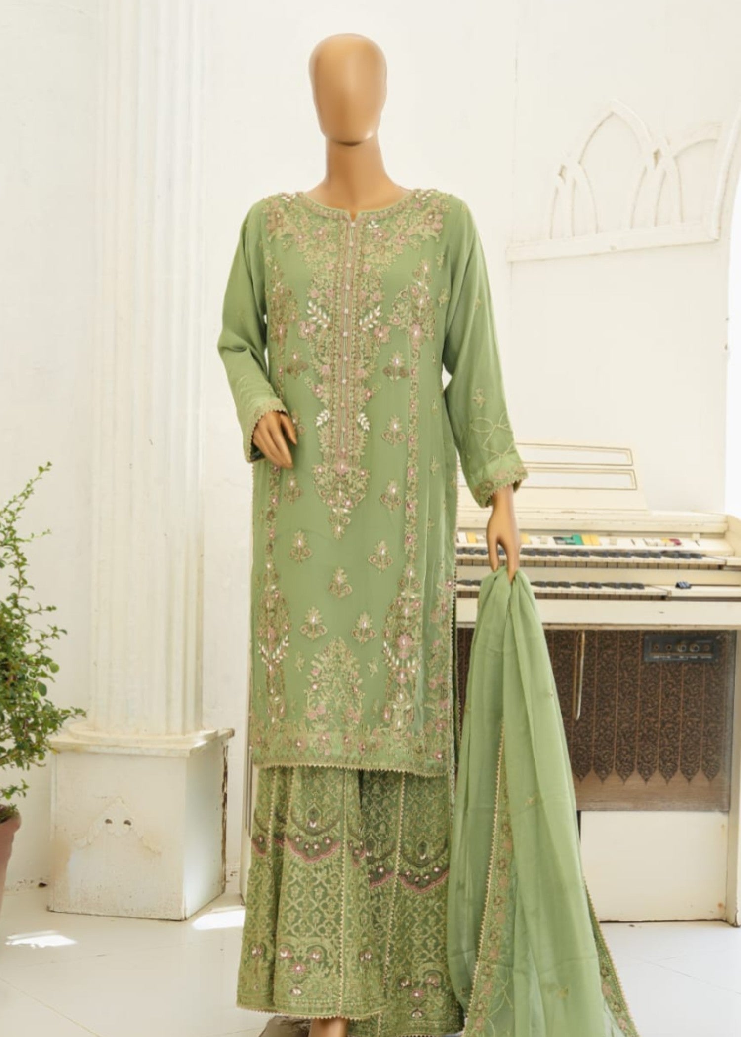 Ahmed Creations ALISHBA APPLE GREEN Women 3pcs