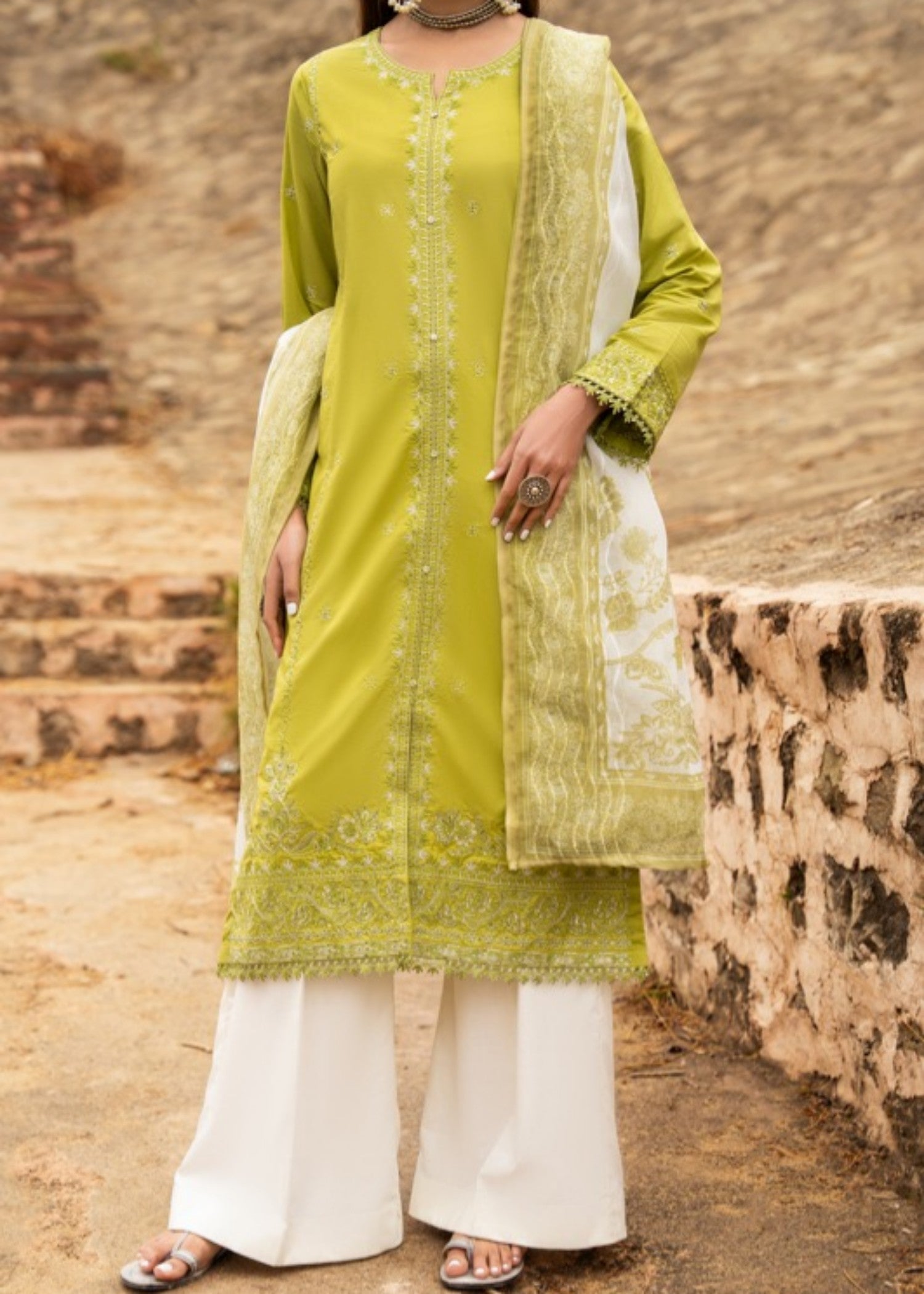 Casual Lite Cotton Emb Suit 10 Women 3pcs