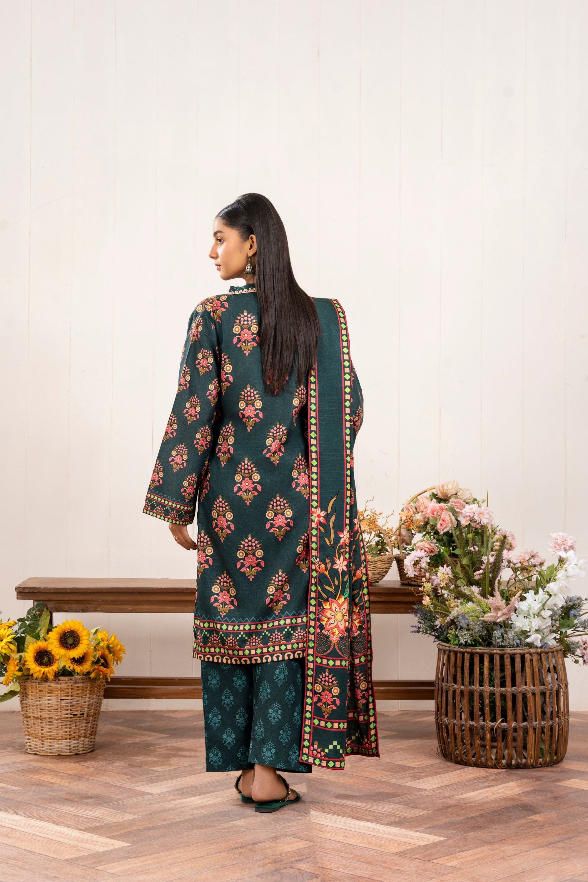 Wearalayah Women Daily Wear Winter Pine Green Women 3pcs