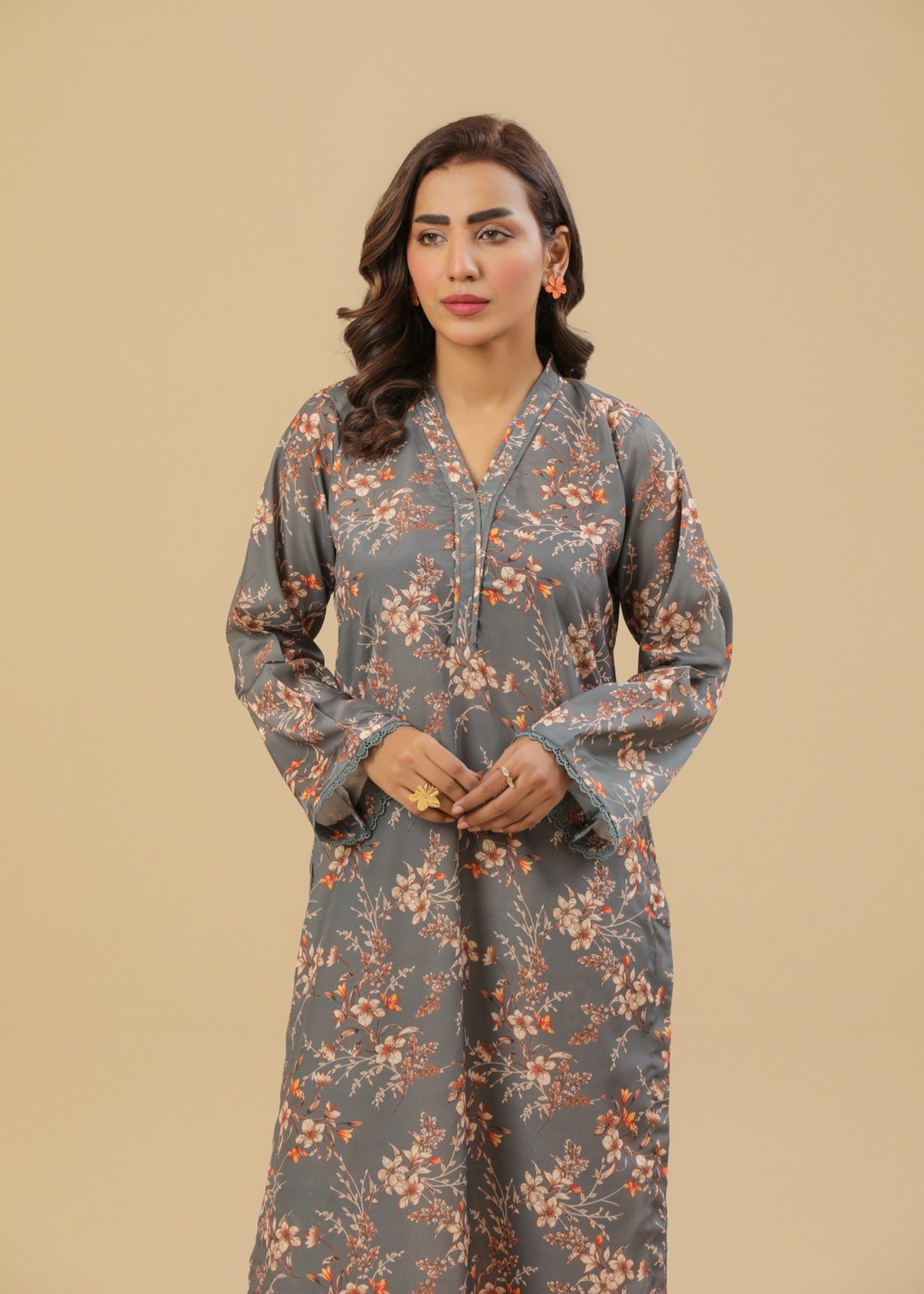 Zenyre Grey Lily Printed Set Women 2pcs