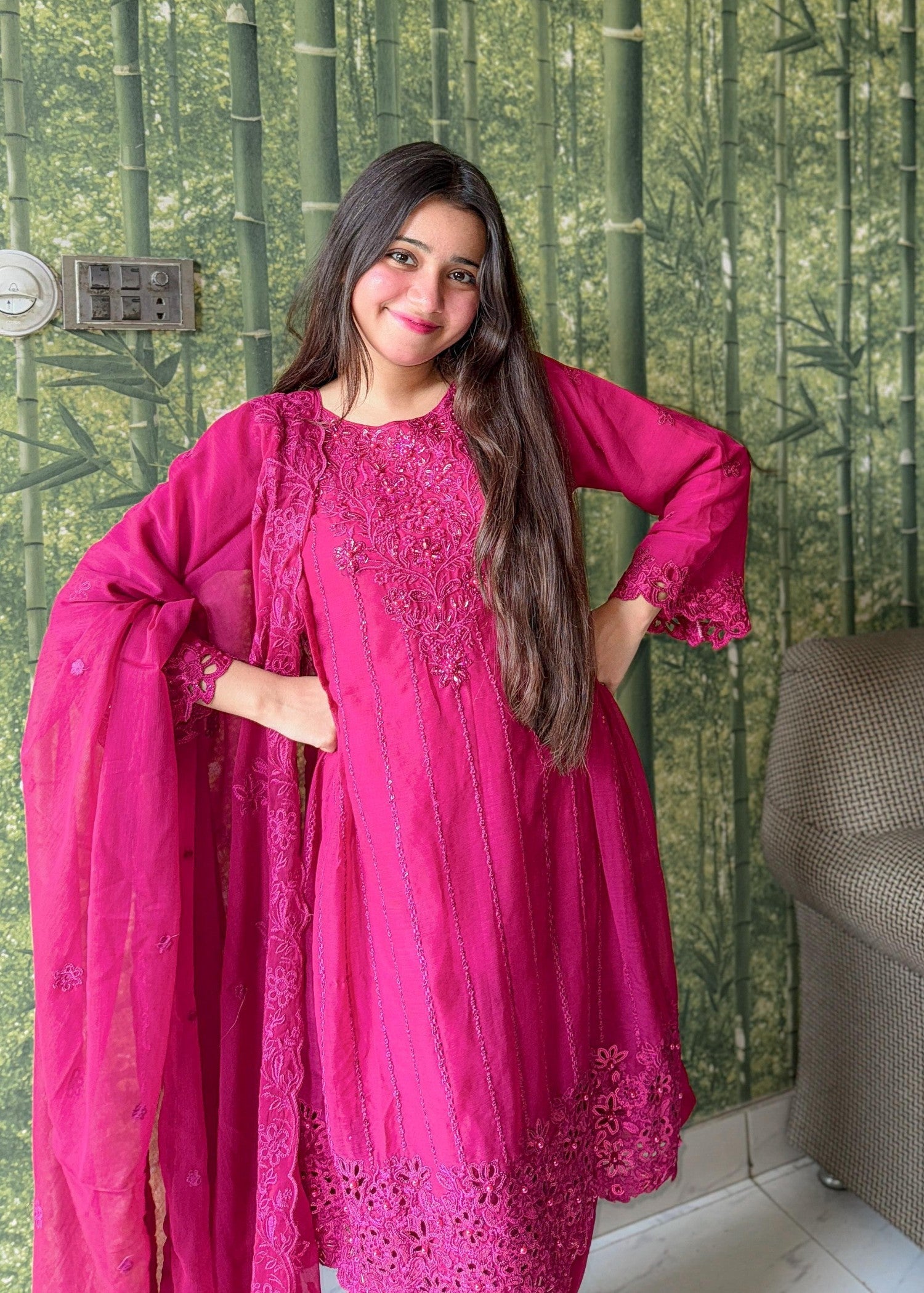Inaaya Fashion Anoushah Shockin Pink Women 3pcs