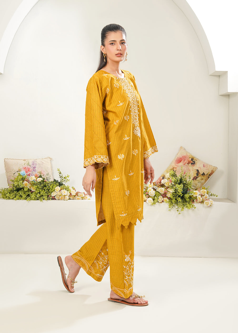 Elara Official Embroidered Flapper Suit Women 3pcs