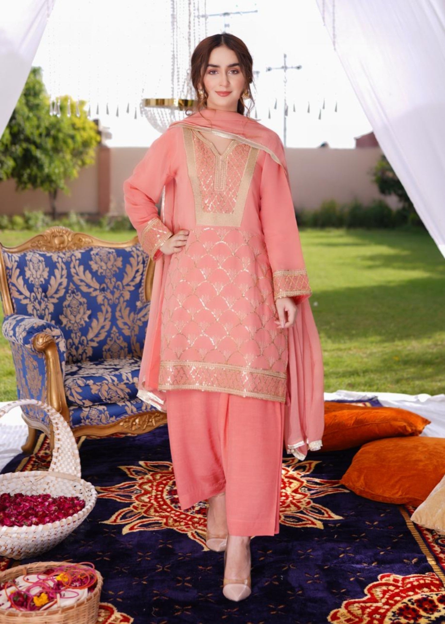 Akhrot Clothing Pink Festive Women 3pcs