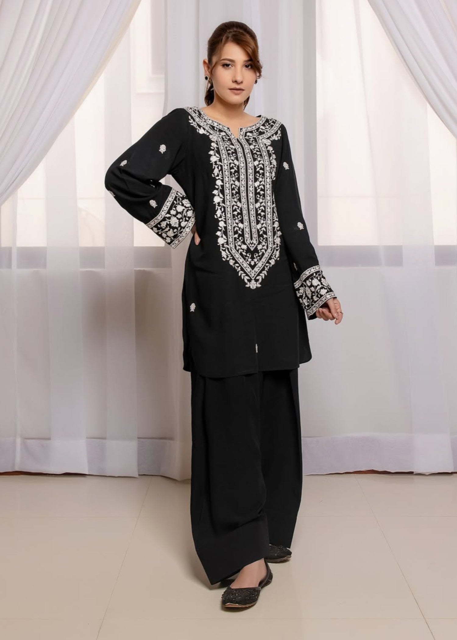 Tehzeeb Libas HINA BLACK Women 2pcs