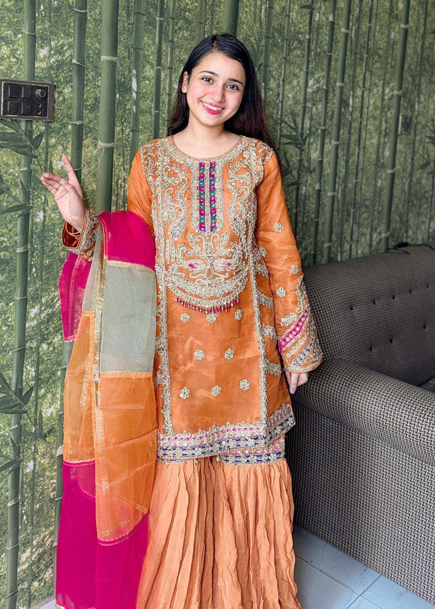 Inaaya Fashion ZOHRA JABEEN RUST Women 3pcs