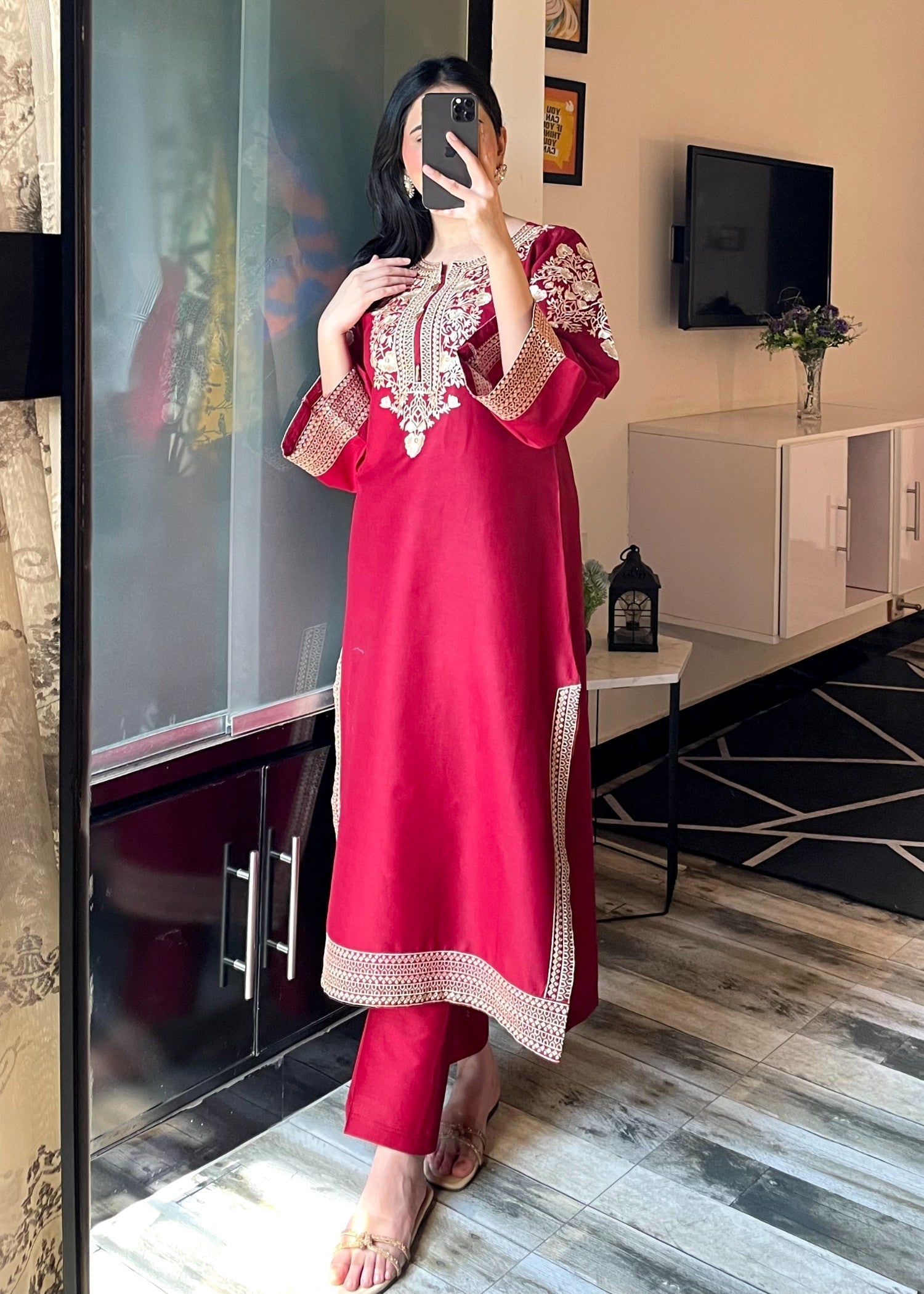 Tehzeeb Libas LAIBA MAROON ELEGANCE EMBROIDERED Women 2pcs