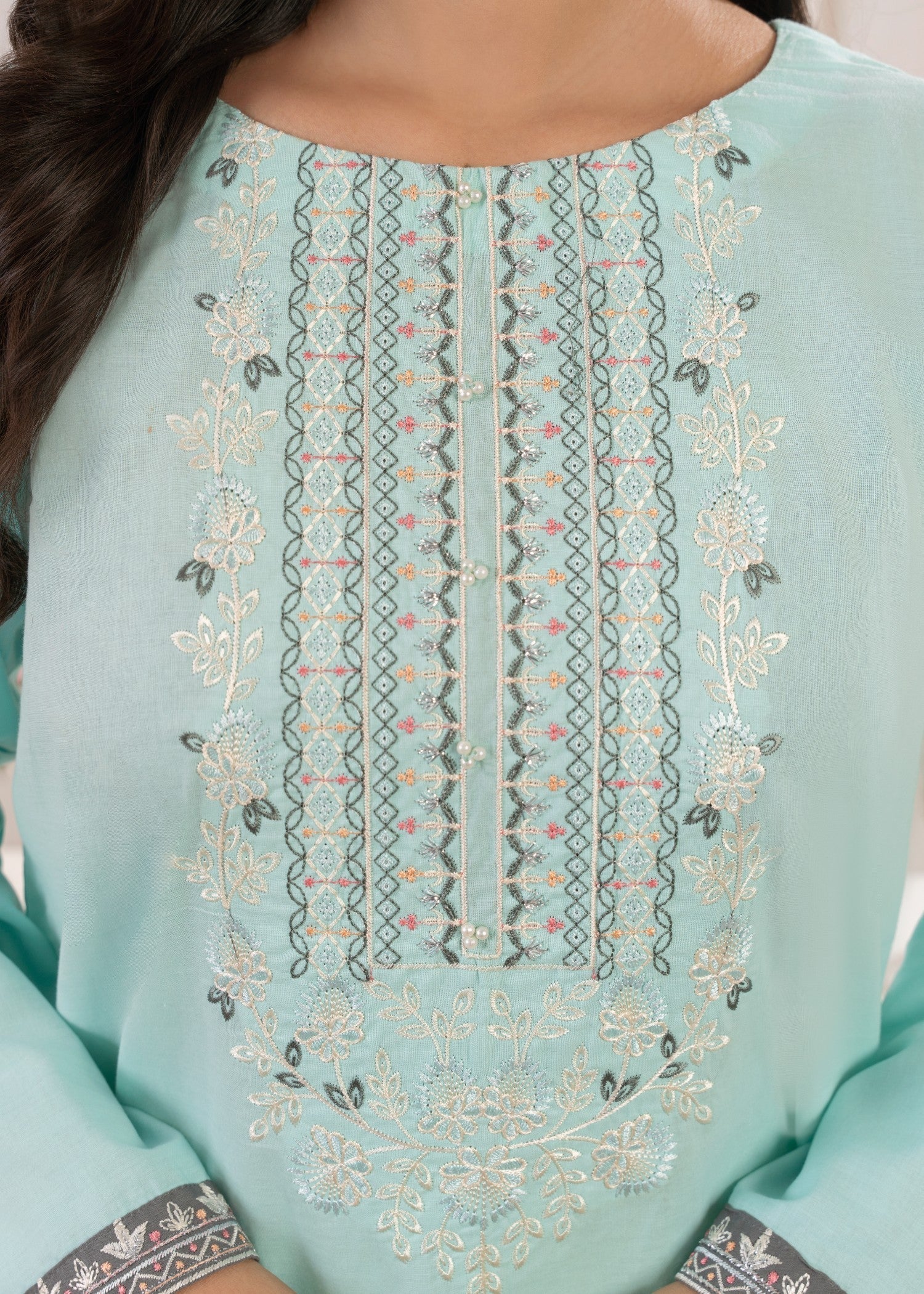 Musani Embroidered Lawn Stitched Shirt Sky Blue Women 1pcs