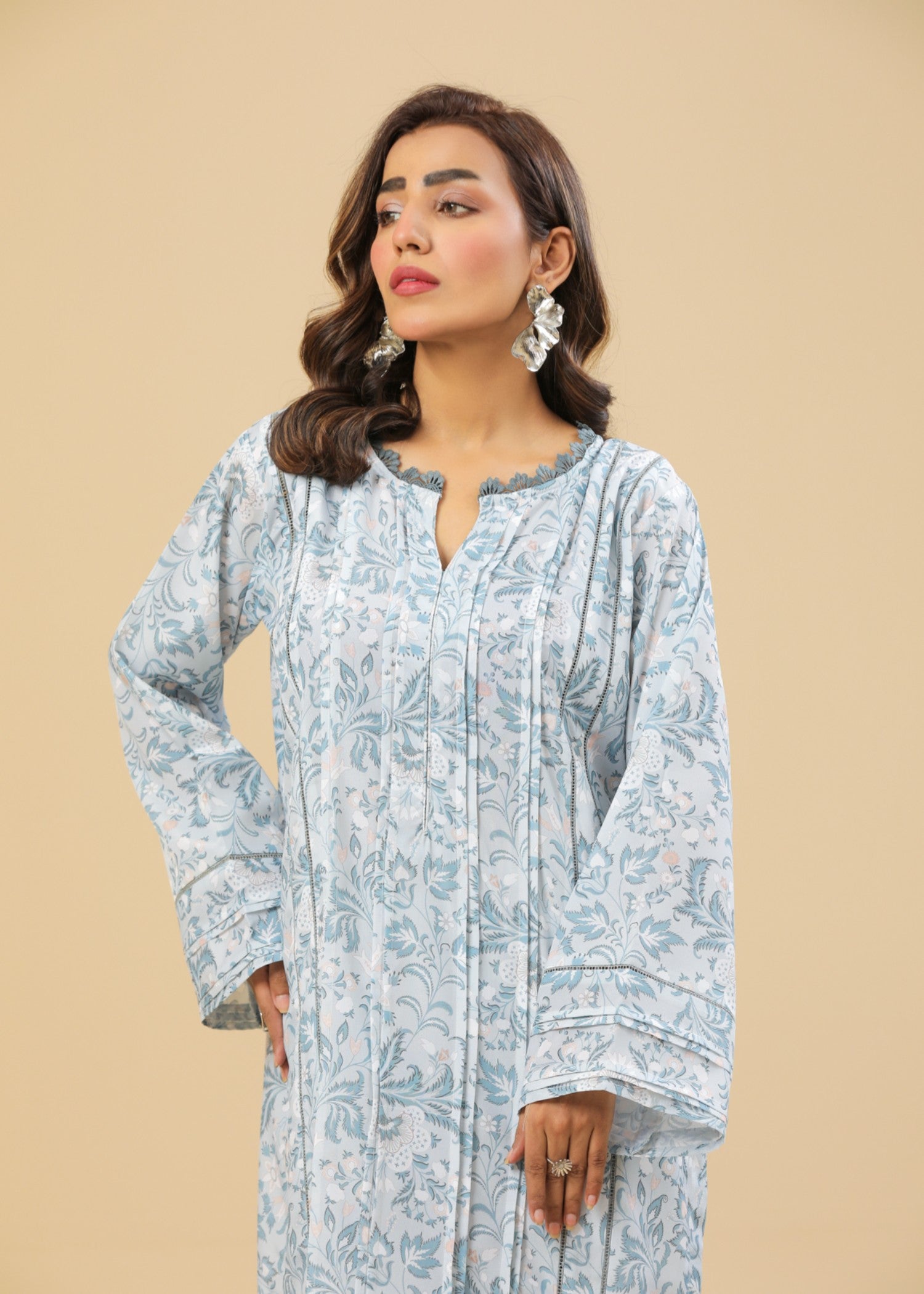 Zenyre Azure Petals Printed Set Women 2pcs