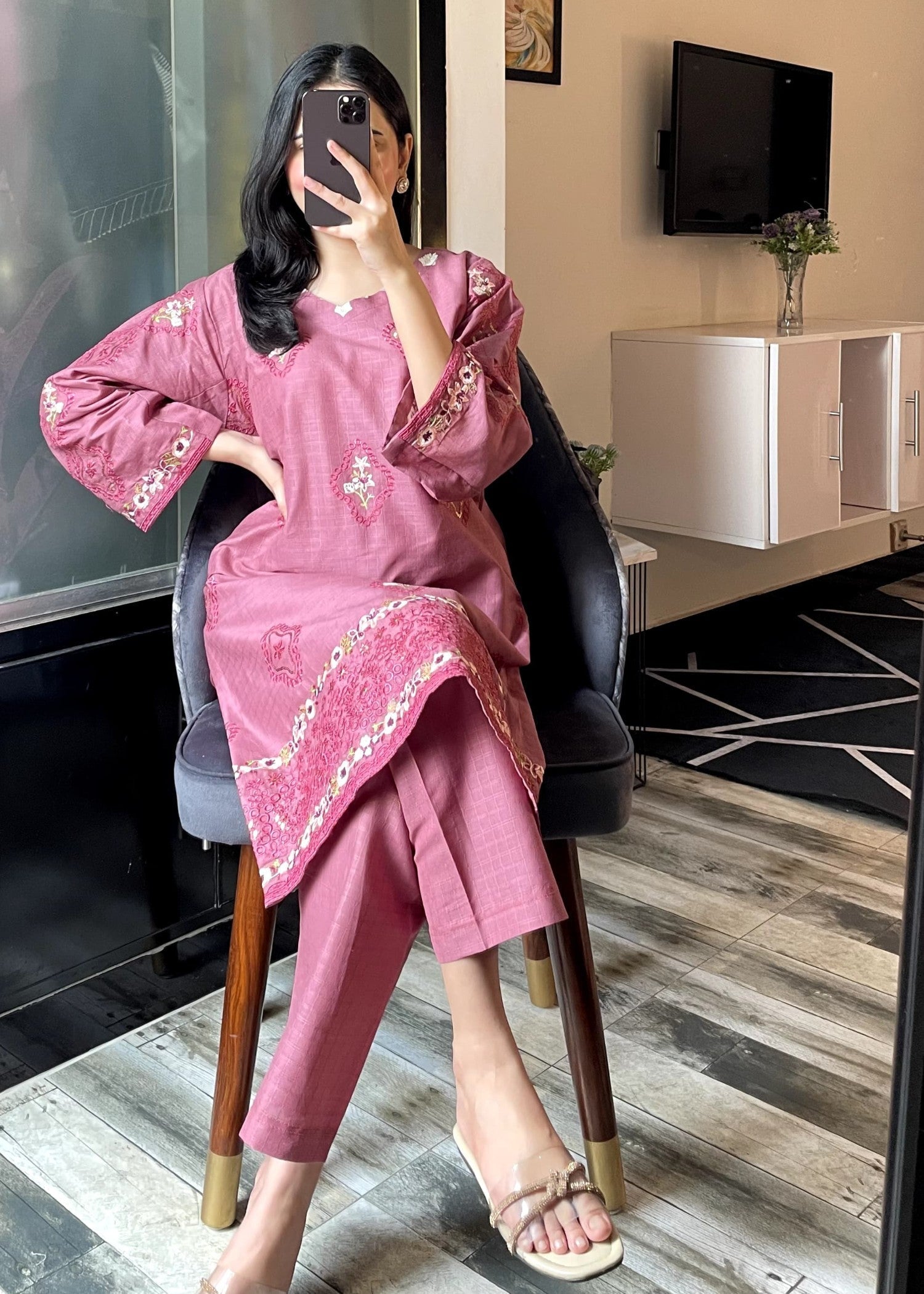 Tehzeeb Libas NOIR BLOOM PINK Women 2pcs