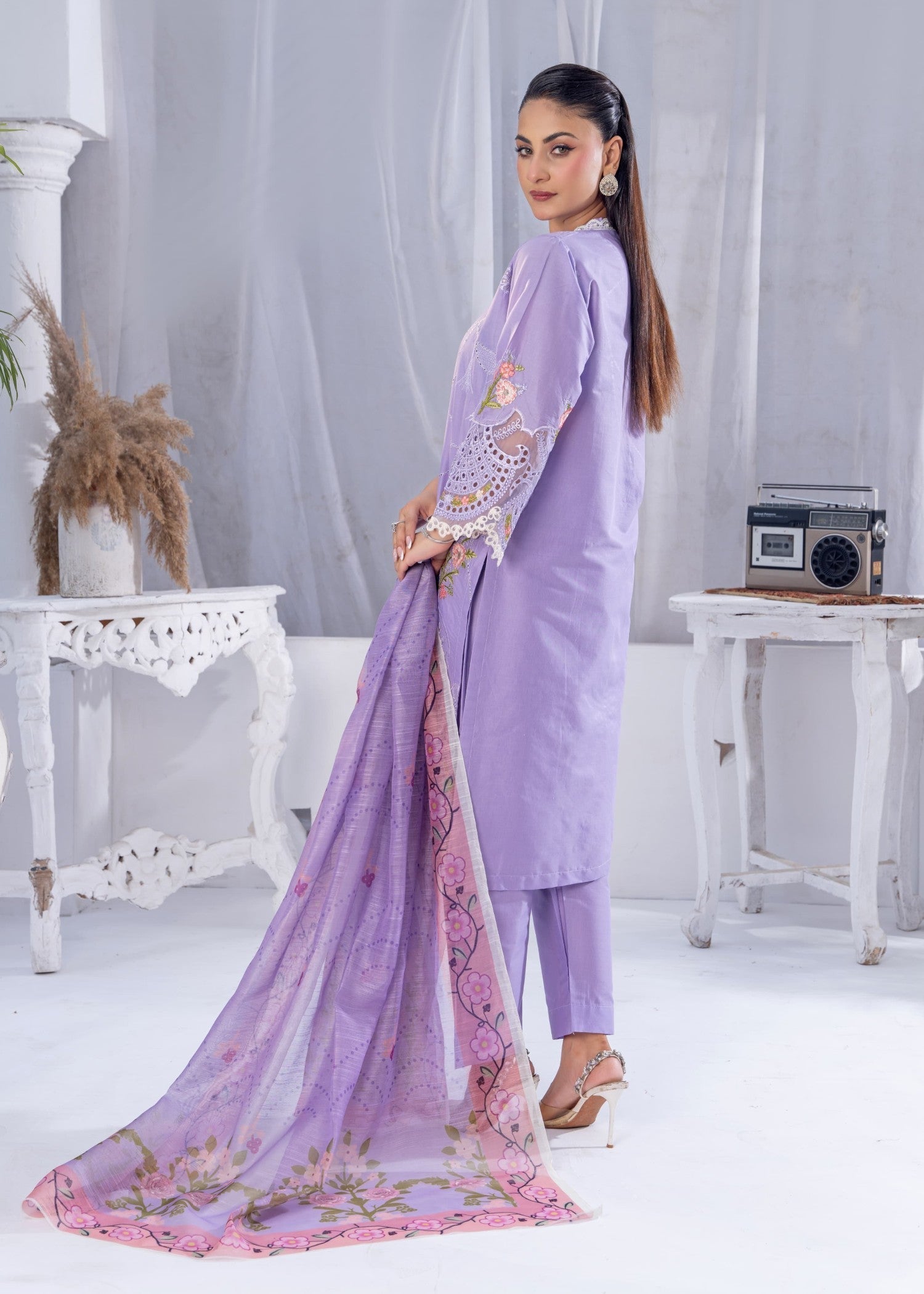 Sajfi Closet Luxury Cotton Stitched for Women | Lavender Women 3pcs
