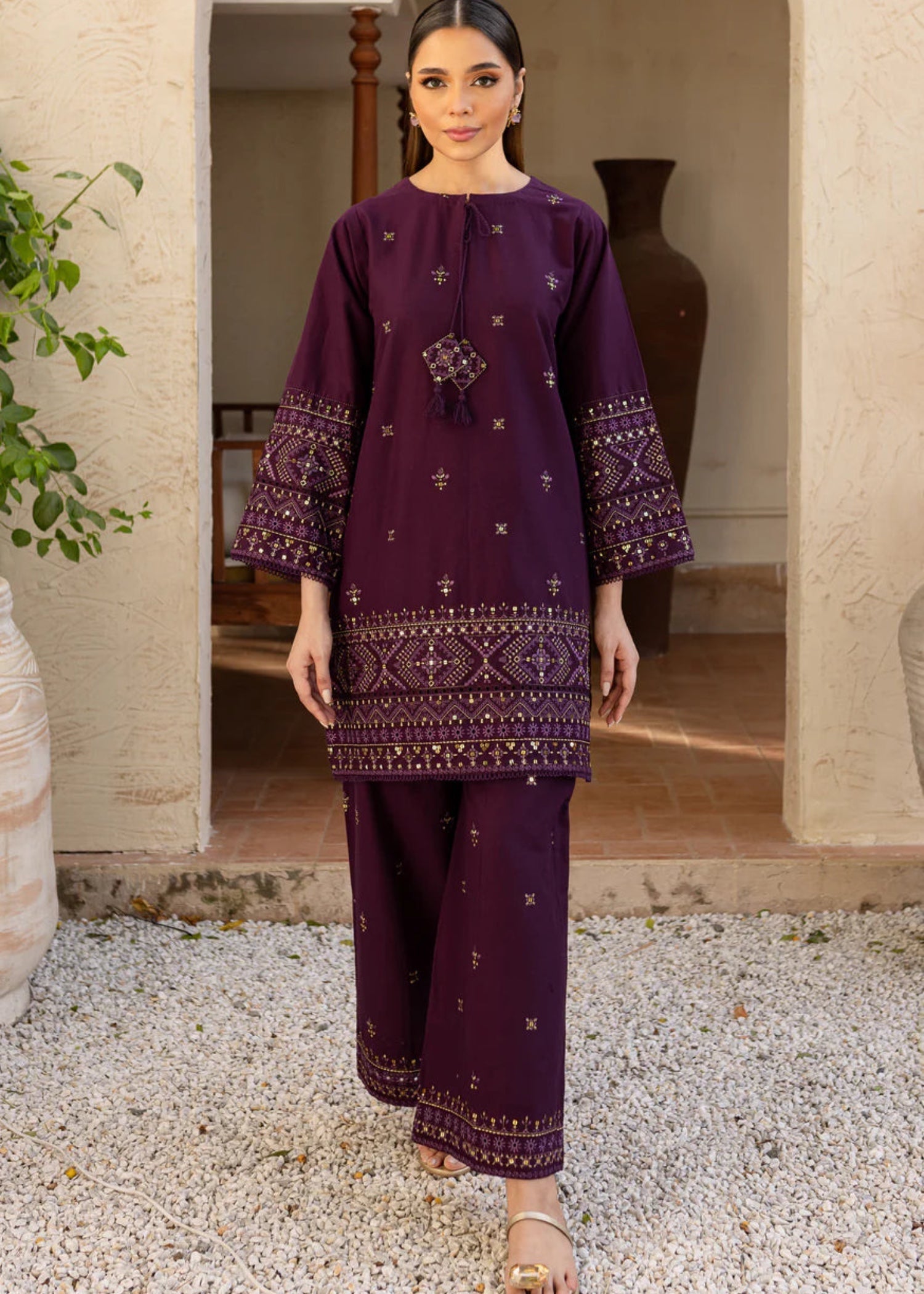 The Turkish Wear Maira Plum Women 2pcs