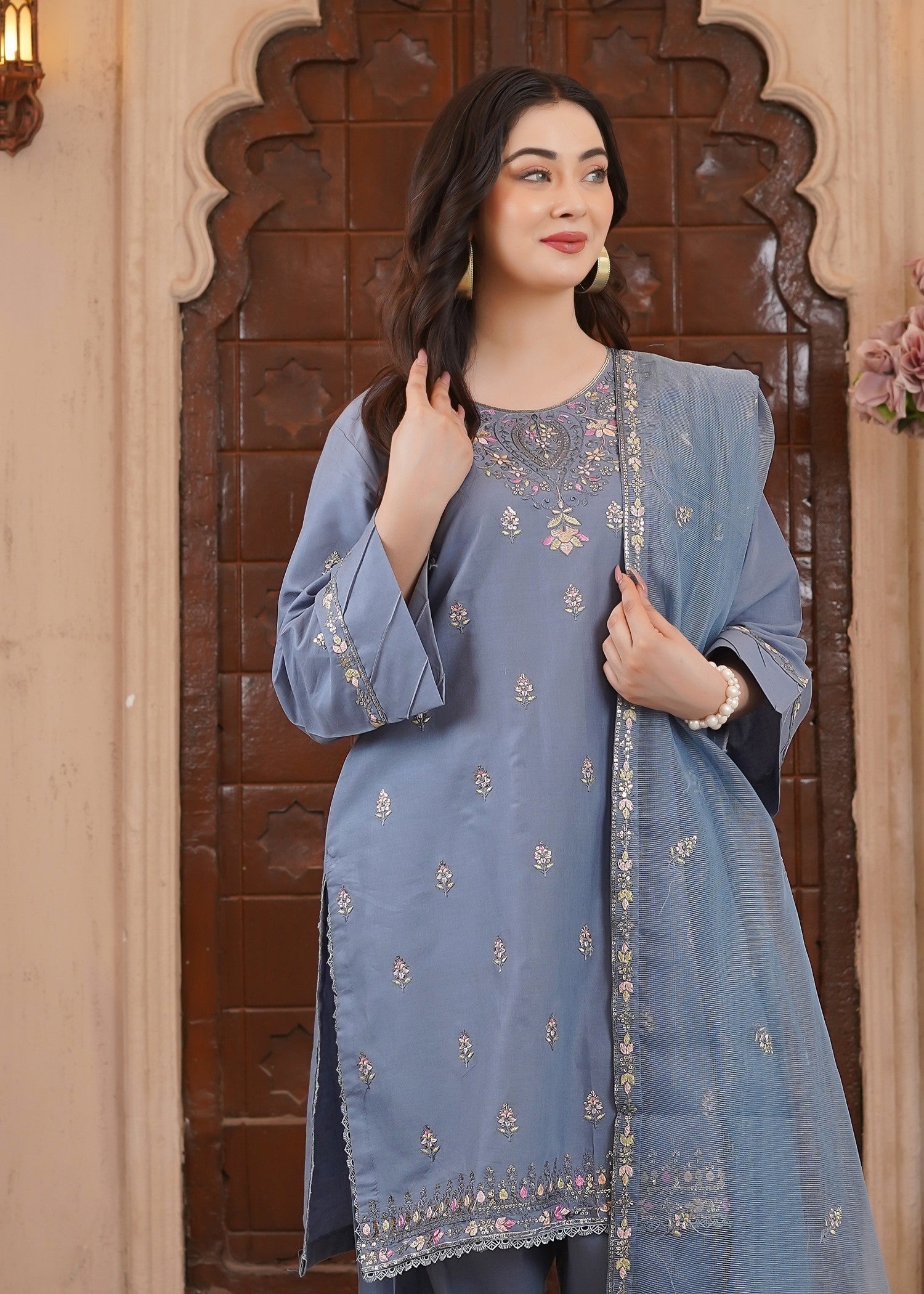 Waniya Awais WAF D15 (Farshi Shalwar) Women 3pcs