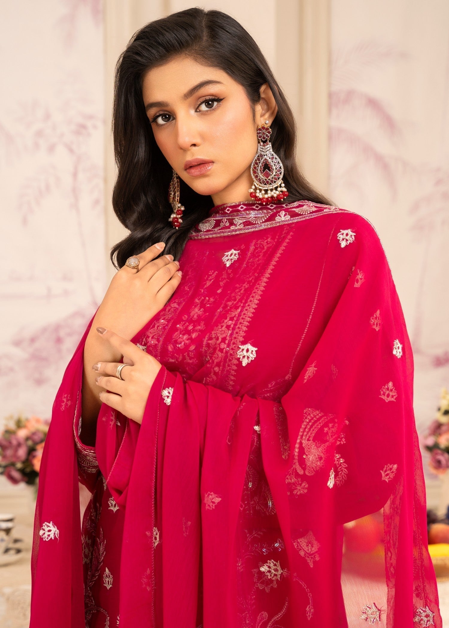 Four Season Boutique MEHAK CHIFFON HOTPINK Women 3pcs