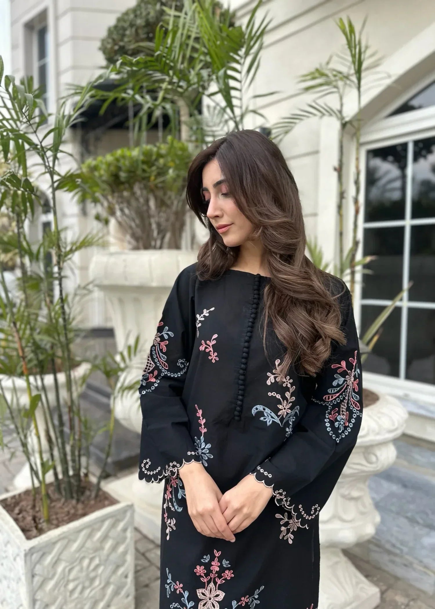 Sabahaats "Noir Flora | Black Luxury Embroidered " Women 2pcs