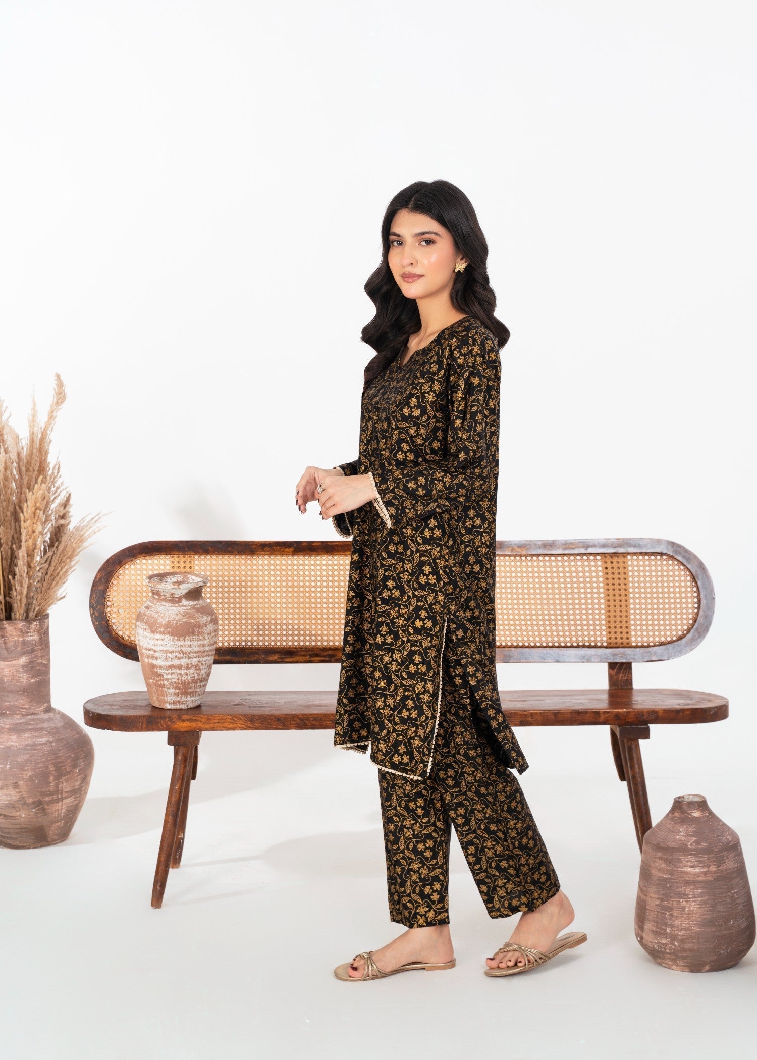 Stylish Collection LEAF BLACK Women 2pcs