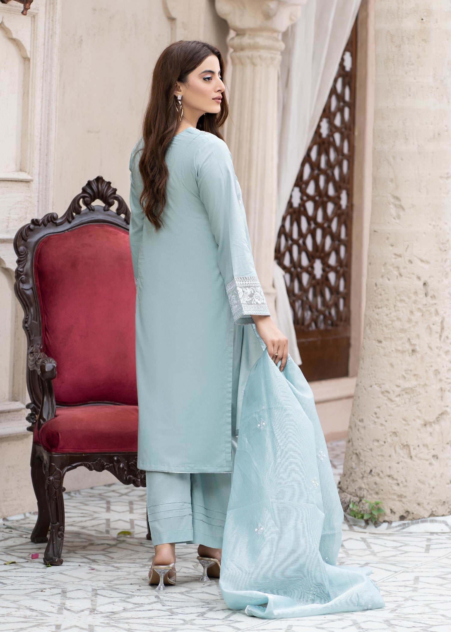 Madame Embroidered Lylic Suit 2756 Women 3pcs