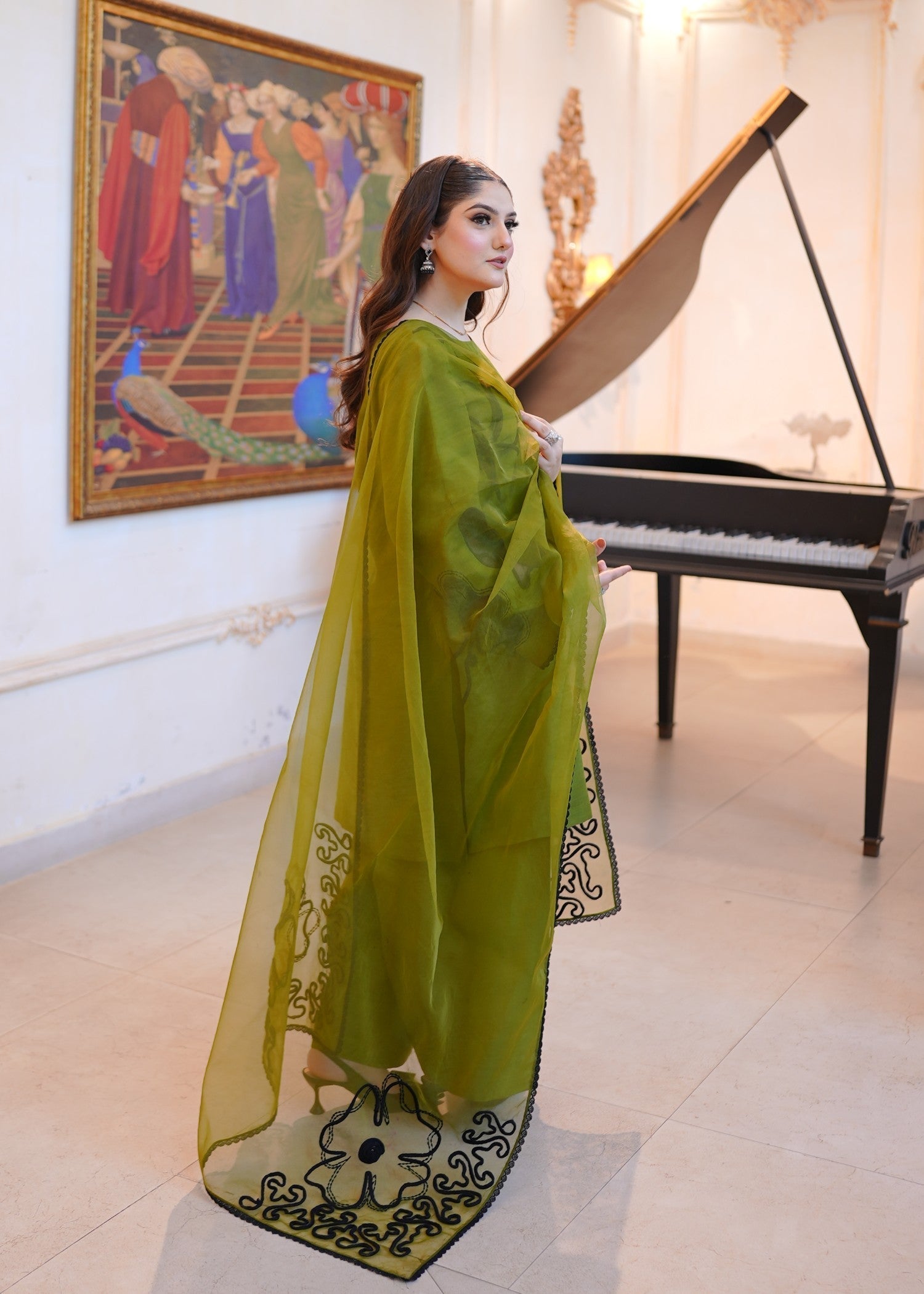 Fozia Khalid Olive Women 3pcs