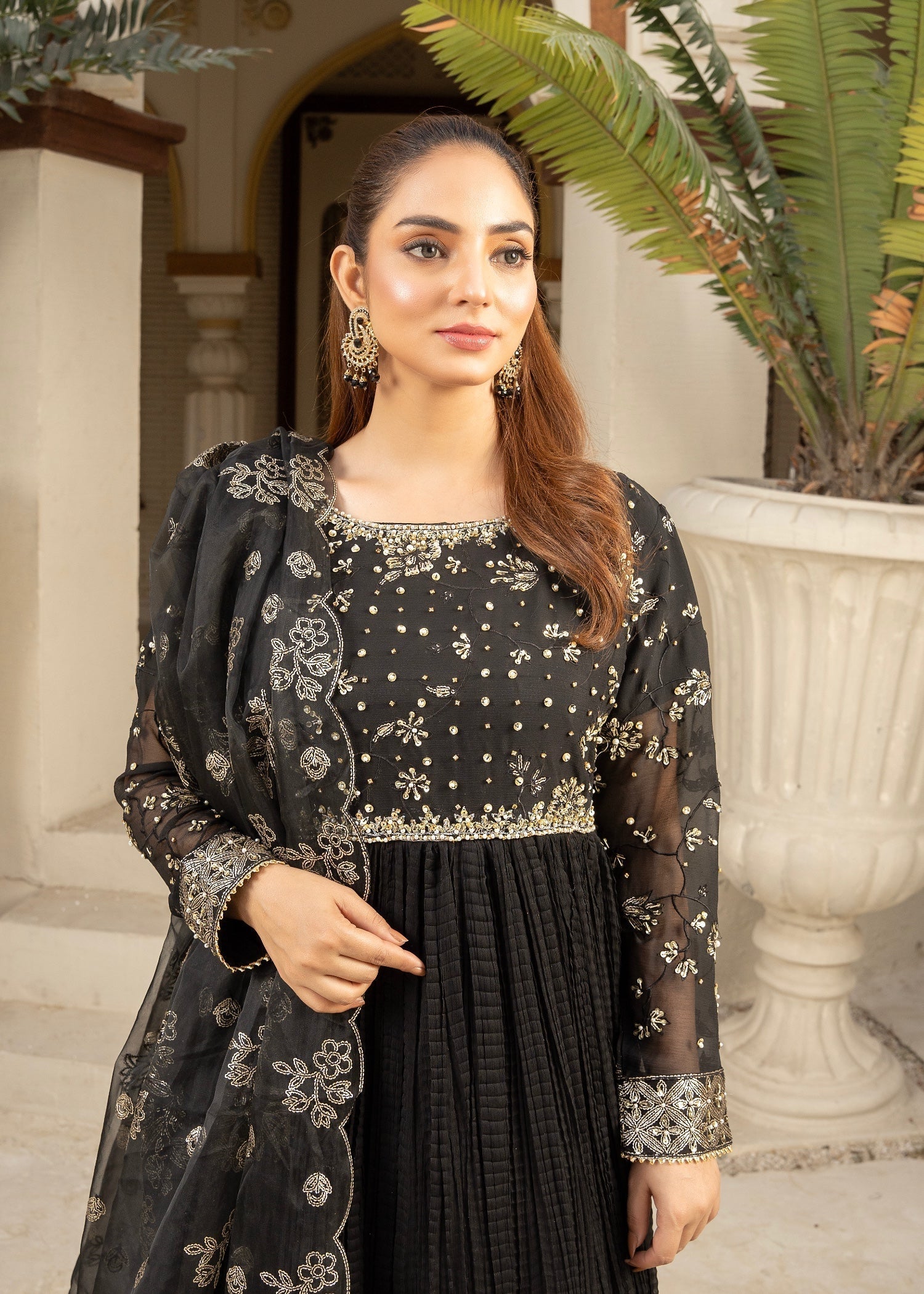 Maira Fashion Black Anarkli Frock Women 4pcs