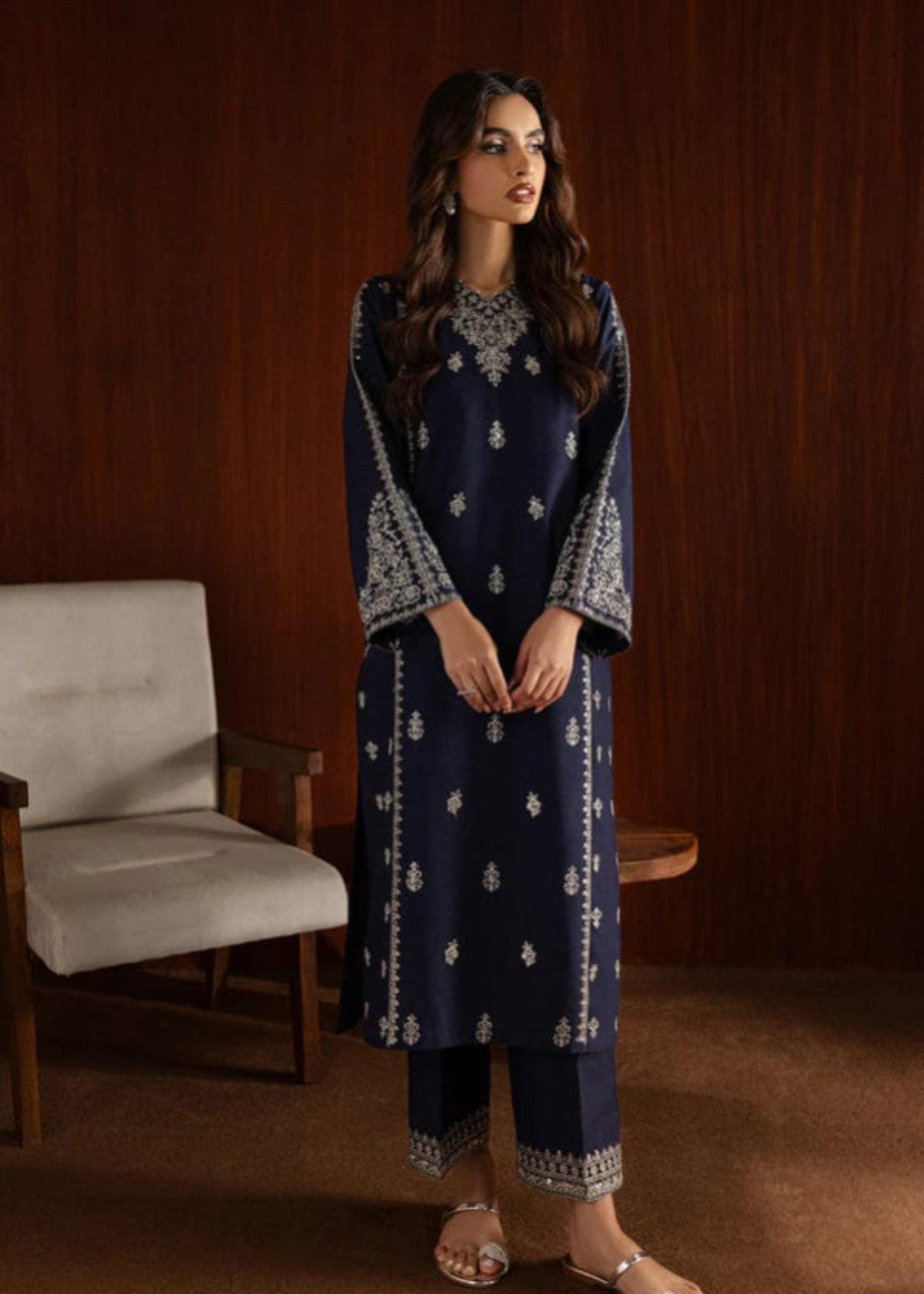 Shehroz Fashion DEEP SAPPHIRE LAWN EMBROIDERY SUIT Women 2pcs