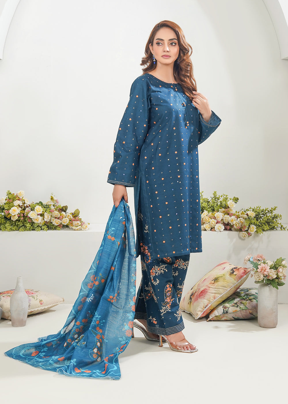 Elara Official Midnight Bloom Embroidered Suit Women 3pcs