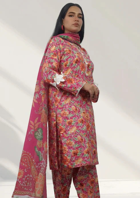 Namal Zara Ltd Summer Pret Lawn Lollipop Pink Floral Design Women 3pcs