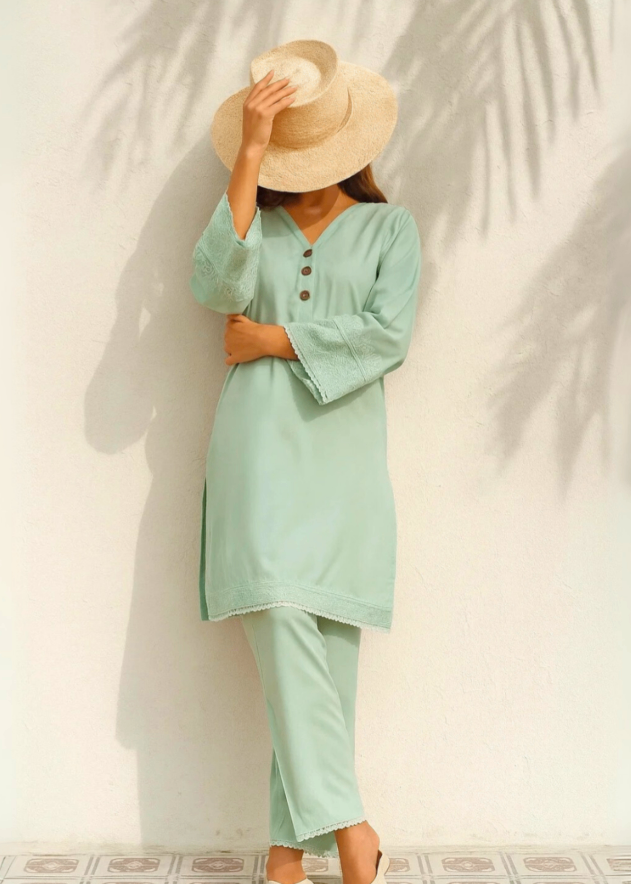 AYLA STUDIO Solid Embroidered SE250407 SABZ SITARA Women 2pcs