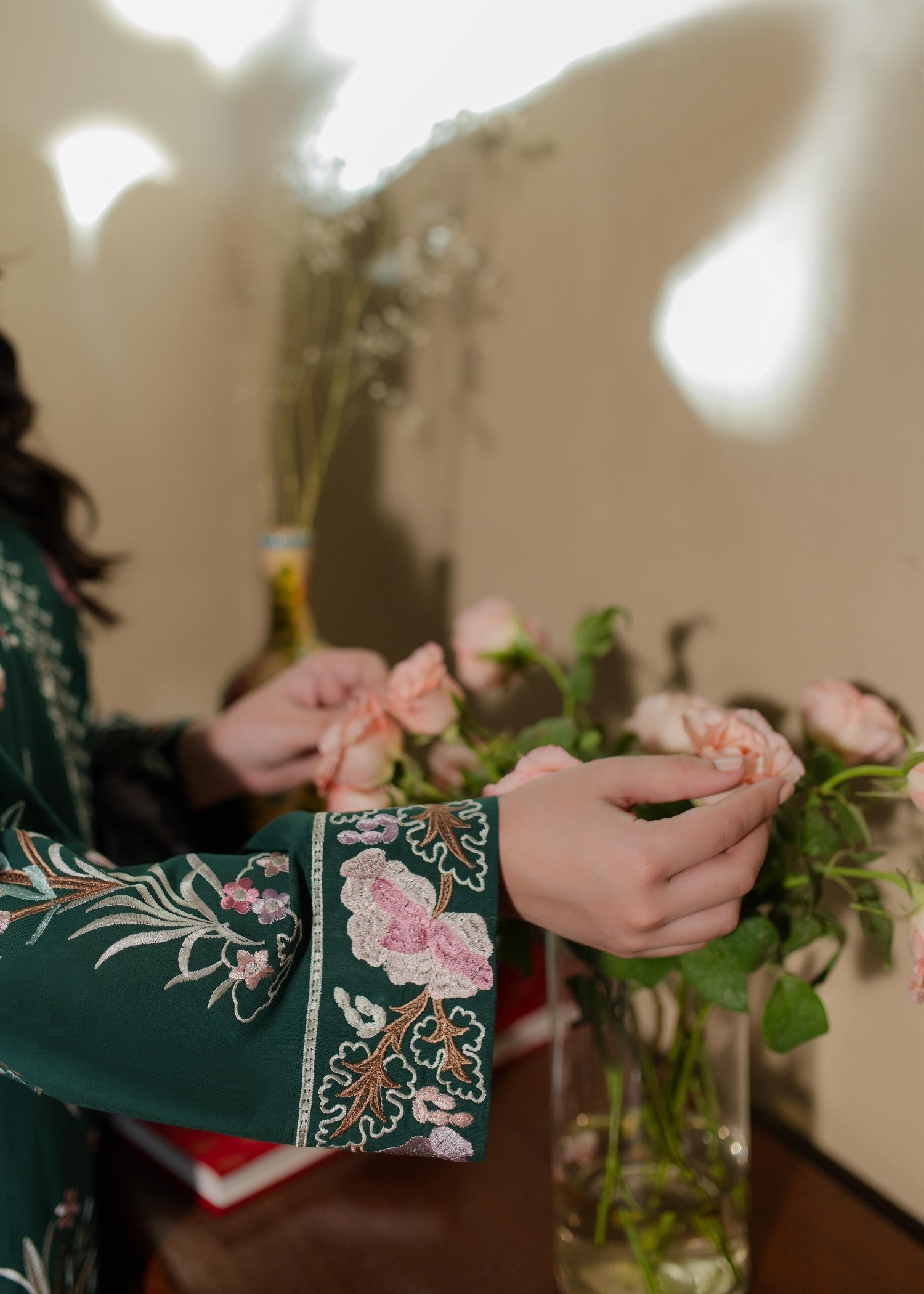 Azulie Green Embroidered Kurta by Women 1pcs