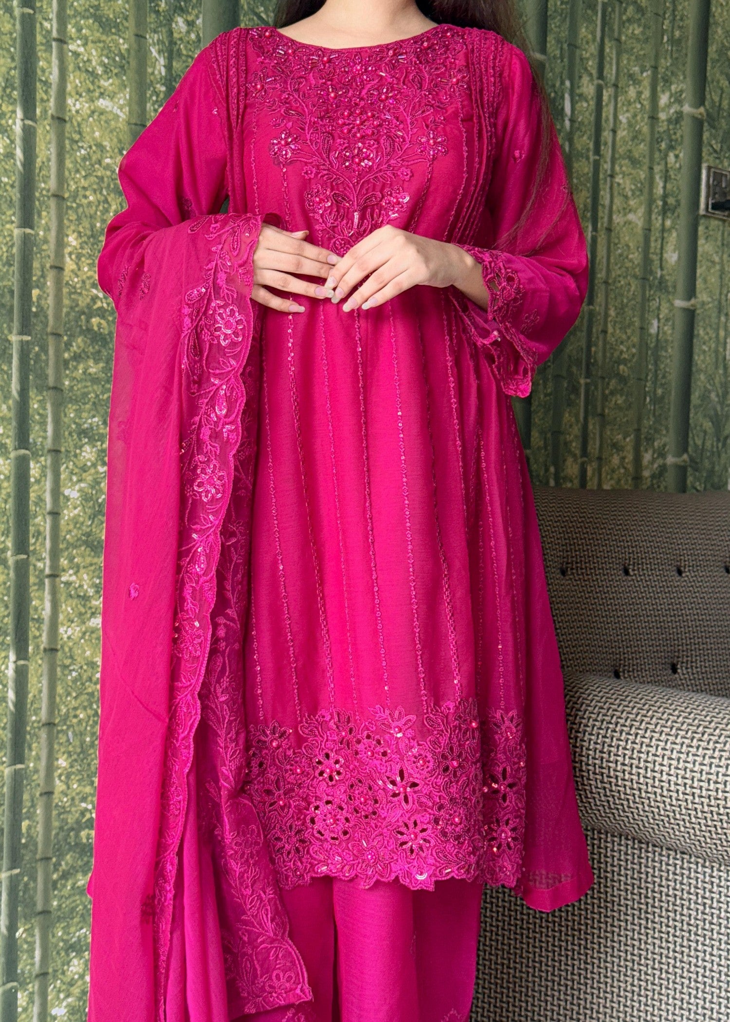 Inaaya Fashion Anoushah Shockin Pink Women 3pcs