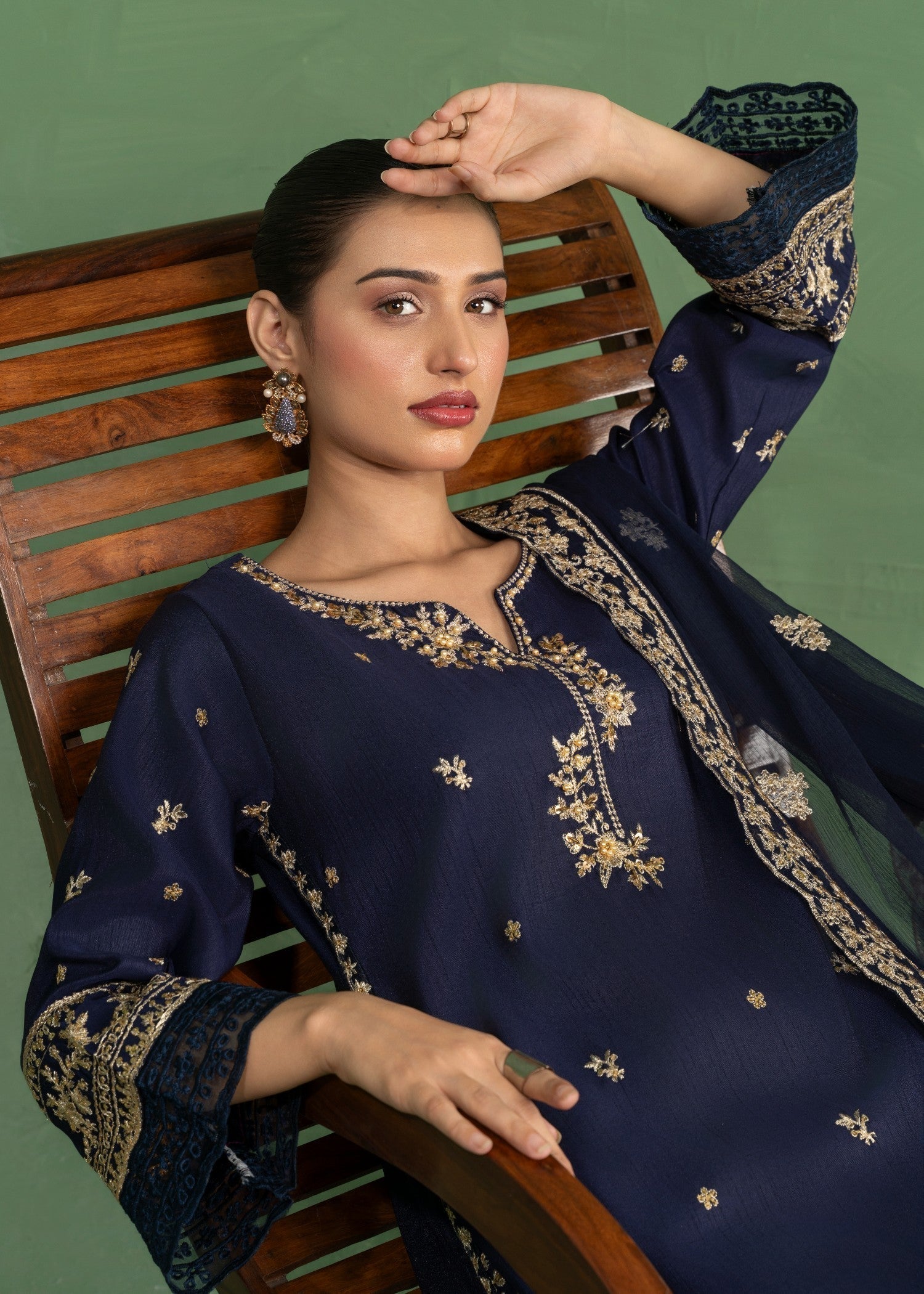Four Season Boutique JASHAN RAOSILK NAVY BLUE Women 3pcs